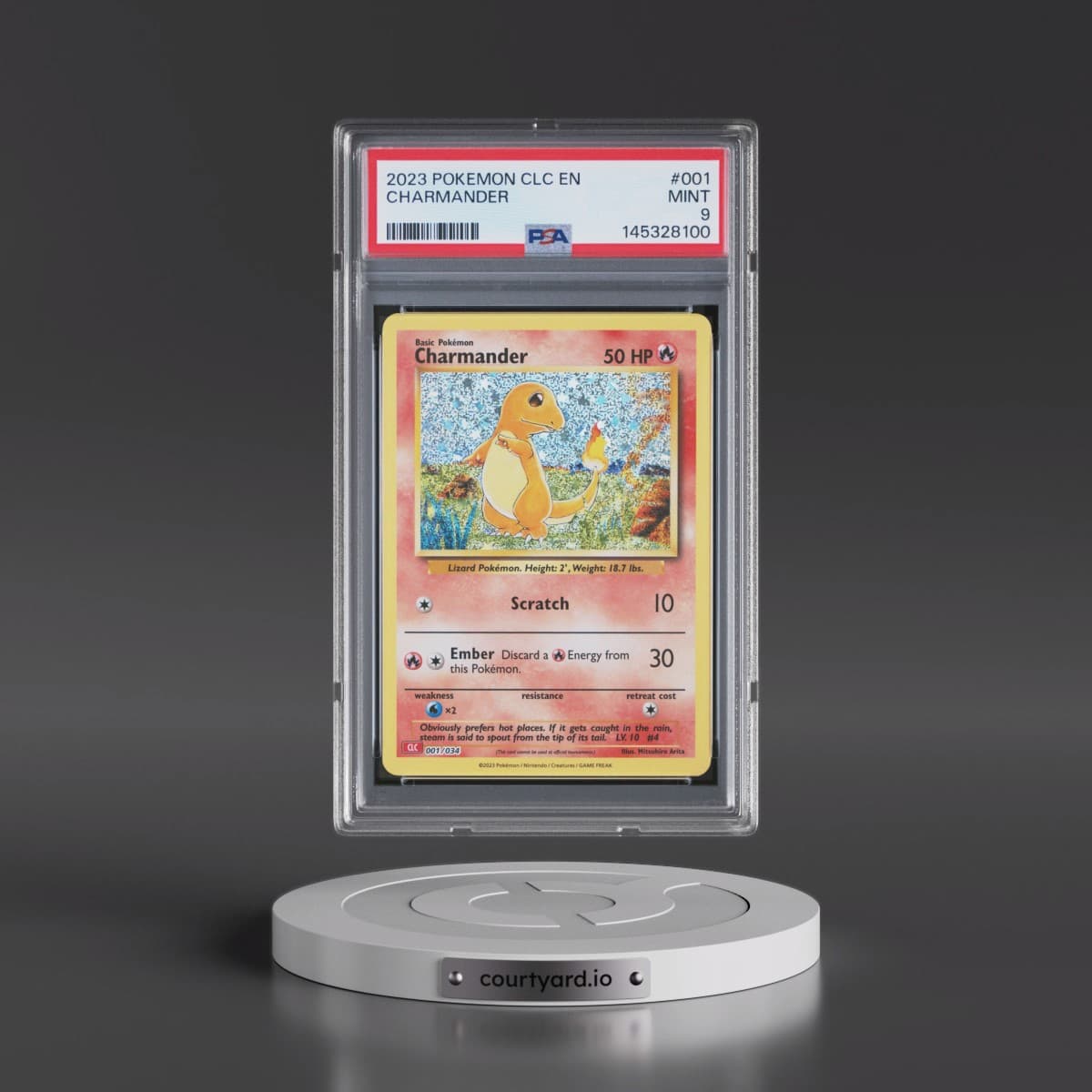 2023 Pokémon Clc-Trading Card Game Classic Charizard & HO-Oh EX Deck #001 Charmander (PSA 9 MINT)