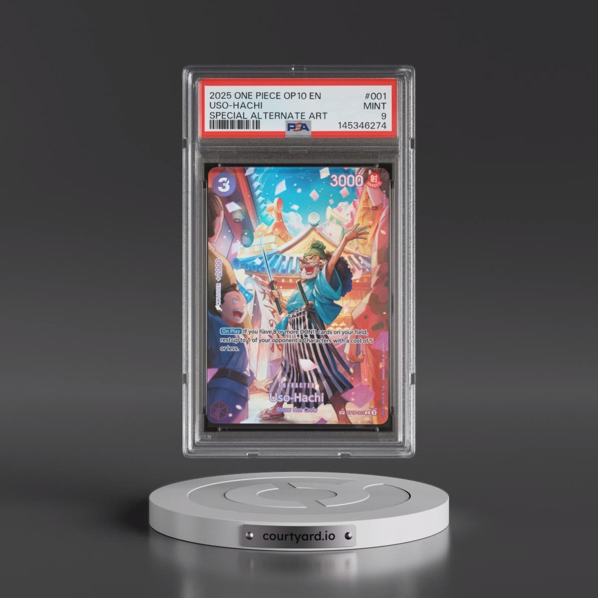 2025 One Piece OP10-Royal Blood #001 Uso-Hachi - Special Alternate Art (PSA 9 MINT)