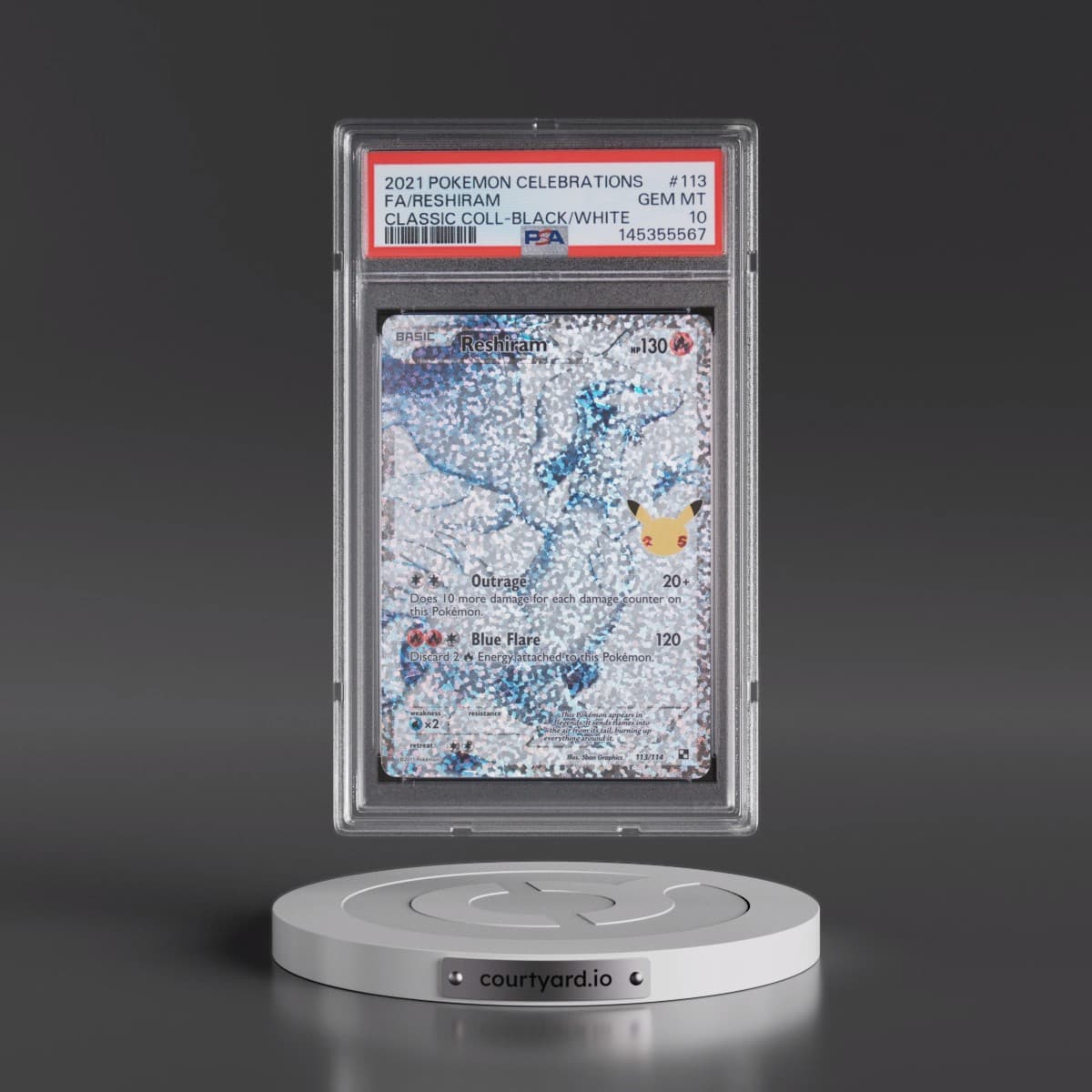 2021 Pokémon Celebrations Classic Collection #113 Reshiram - Full Art (PSA 10 GEM MINT)
