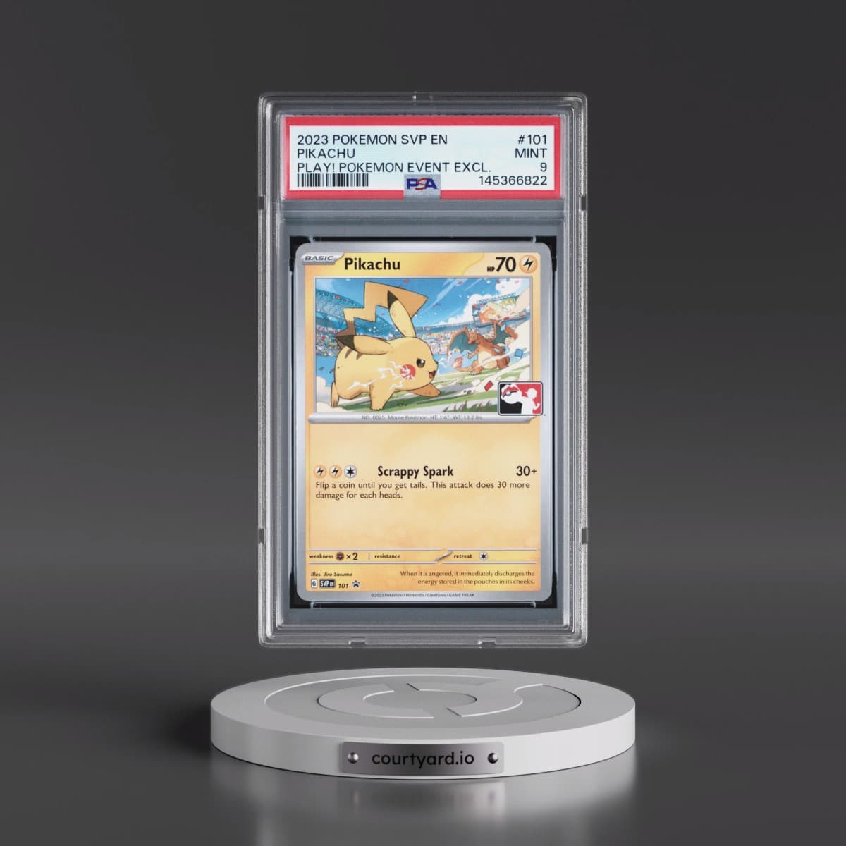 2023 Pokémon Svp EN-SV Black Star Promo #101 Pikachu - Play! Pokemon Event Exclusive (PSA 9 MINT)
