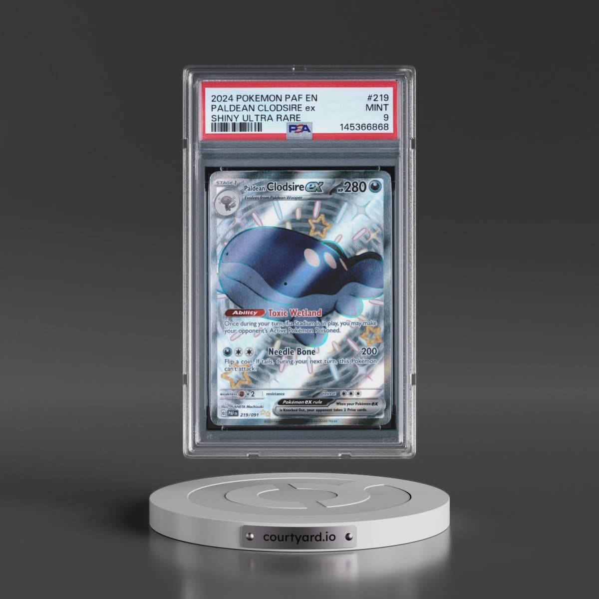2024 Pokémon Paf EN-Paldean Fates #219 Paldean Clodsire EX - Holo Shiny Ultra Rare (PSA 9 MINT)