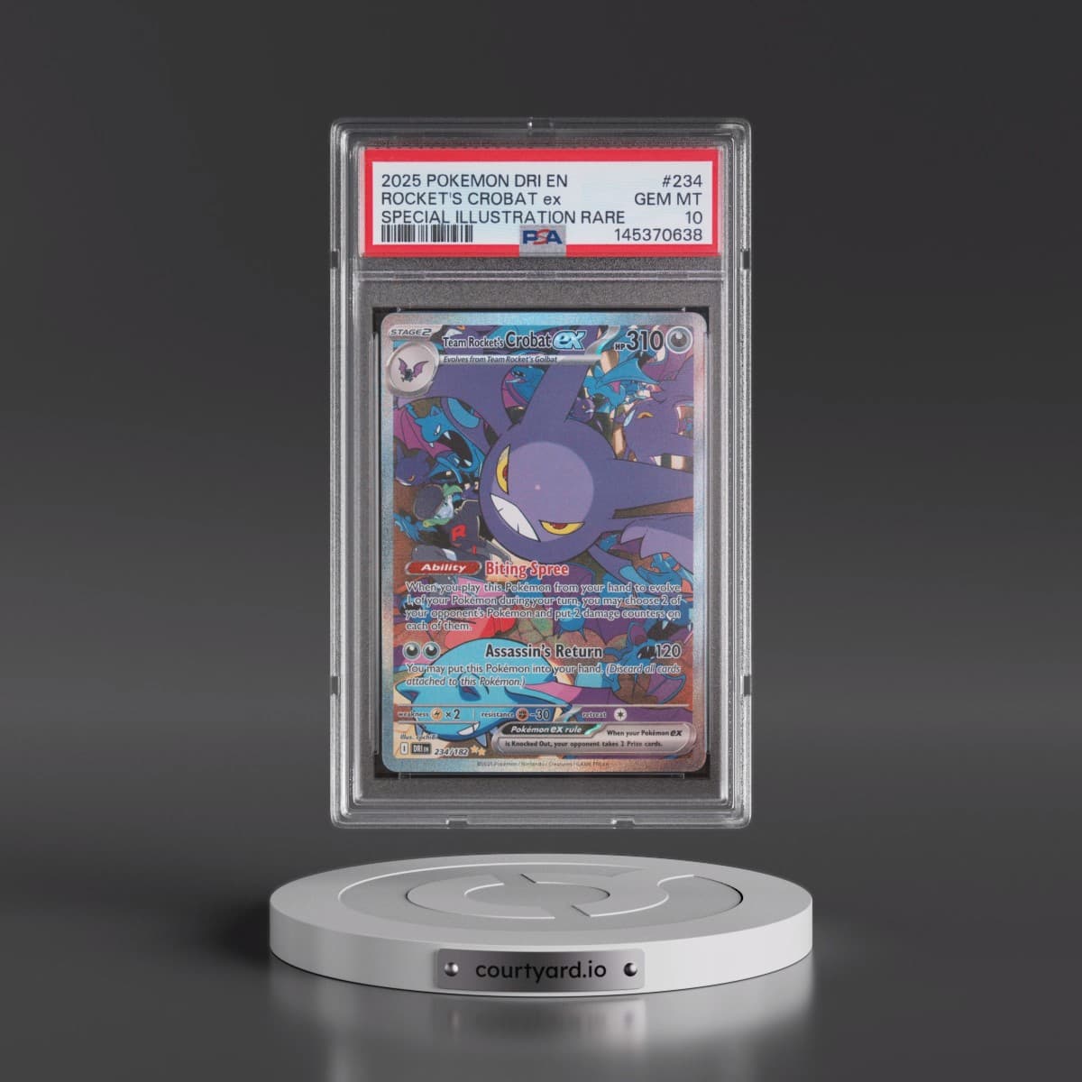 2025 Pokémon Dri EN-Destined Rivals #234 Team Rocket's Crobat EX - Holo Special Illustration Rare (PSA 10 GEM MINT)