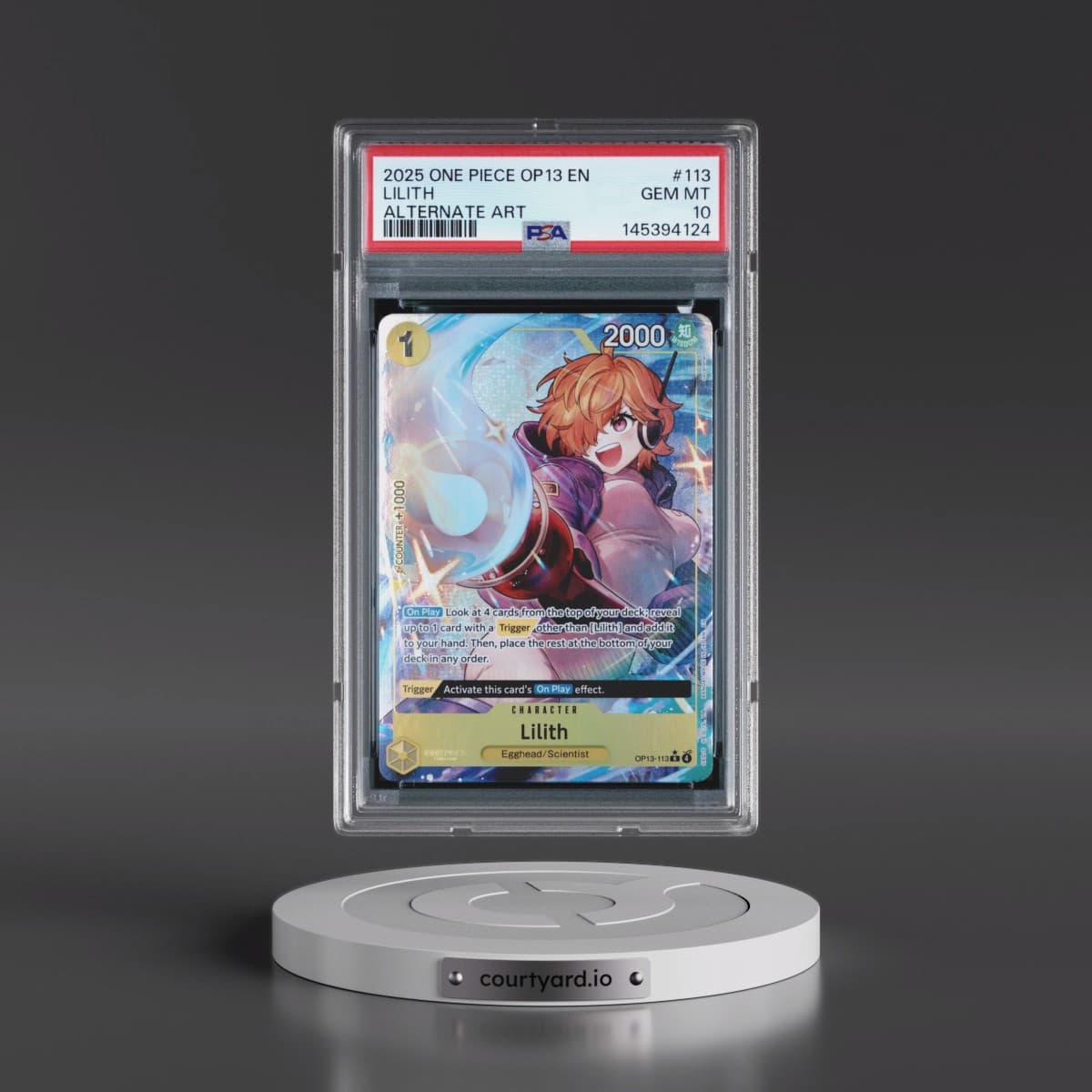 2025 One Piece OP13-Carrying on His Will #113 Lilith - Alternate Art (PSA 10 GEM MINT)