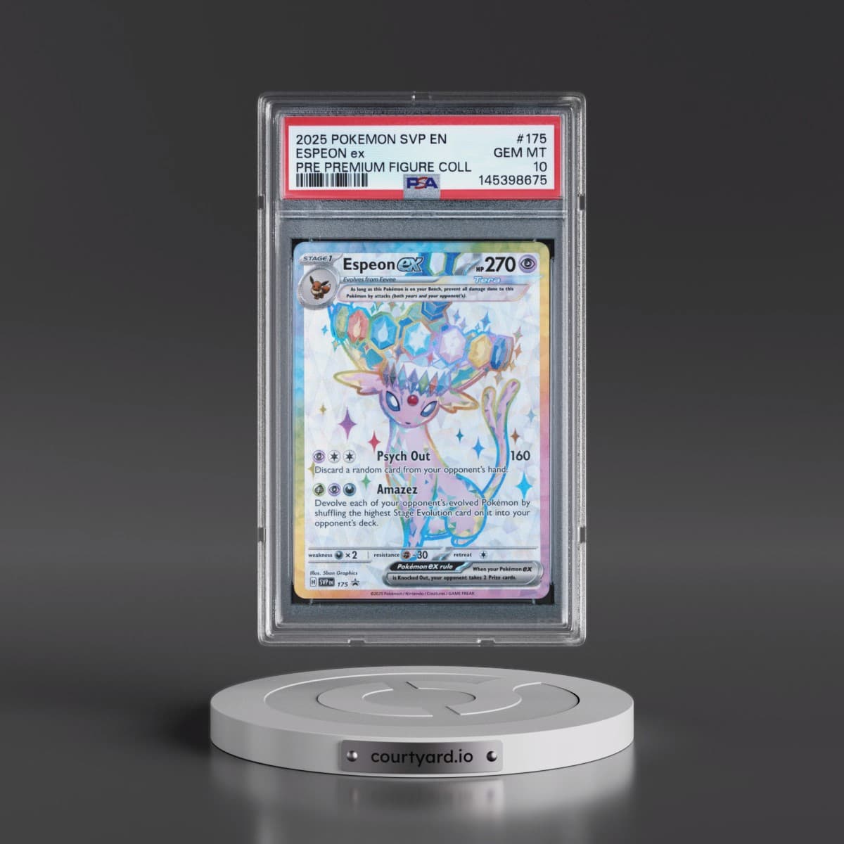 2025 Pokémon Svp EN-SV Black Star Promo #175 Espeon EX - Holo Prismatic Evolutions Premium Figure Collection (PSA 10 GEM MINT)