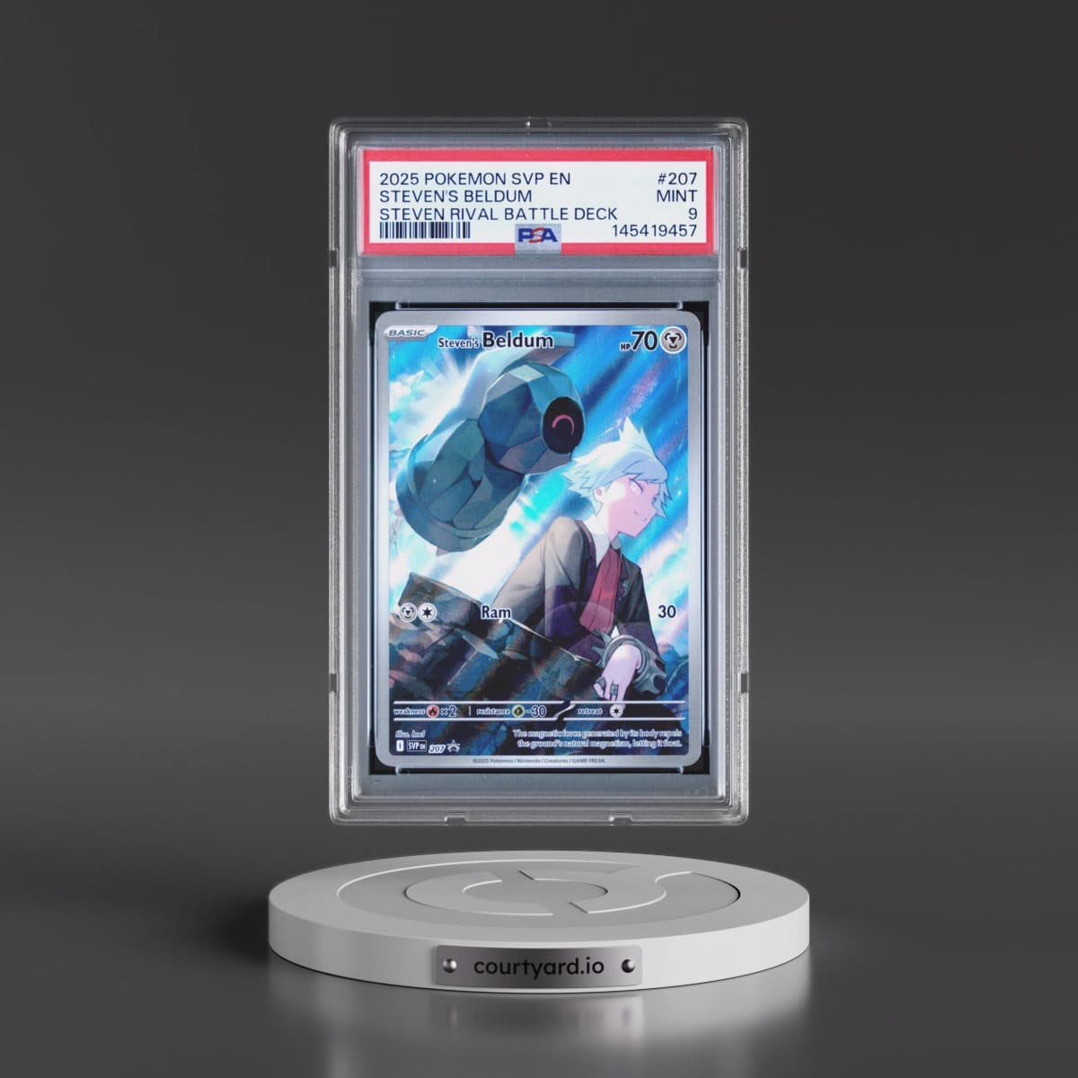 2025 Pokémon Svp EN-SV Black Star Promo #207 Steven's Beldum - Steven Rival Battle Deck (PSA 9 MINT)