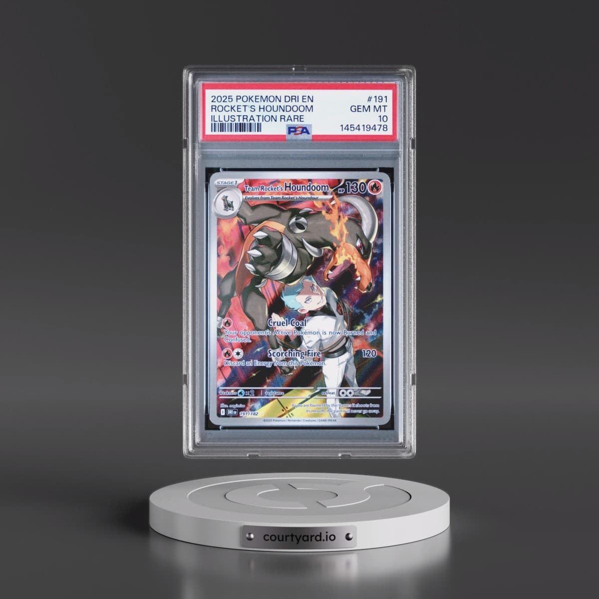 2025 Pokémon Dri EN-Destined Rivals #191 Team Rocket's Houndoom - Illustration Rare (PSA 10 GEM MINT)