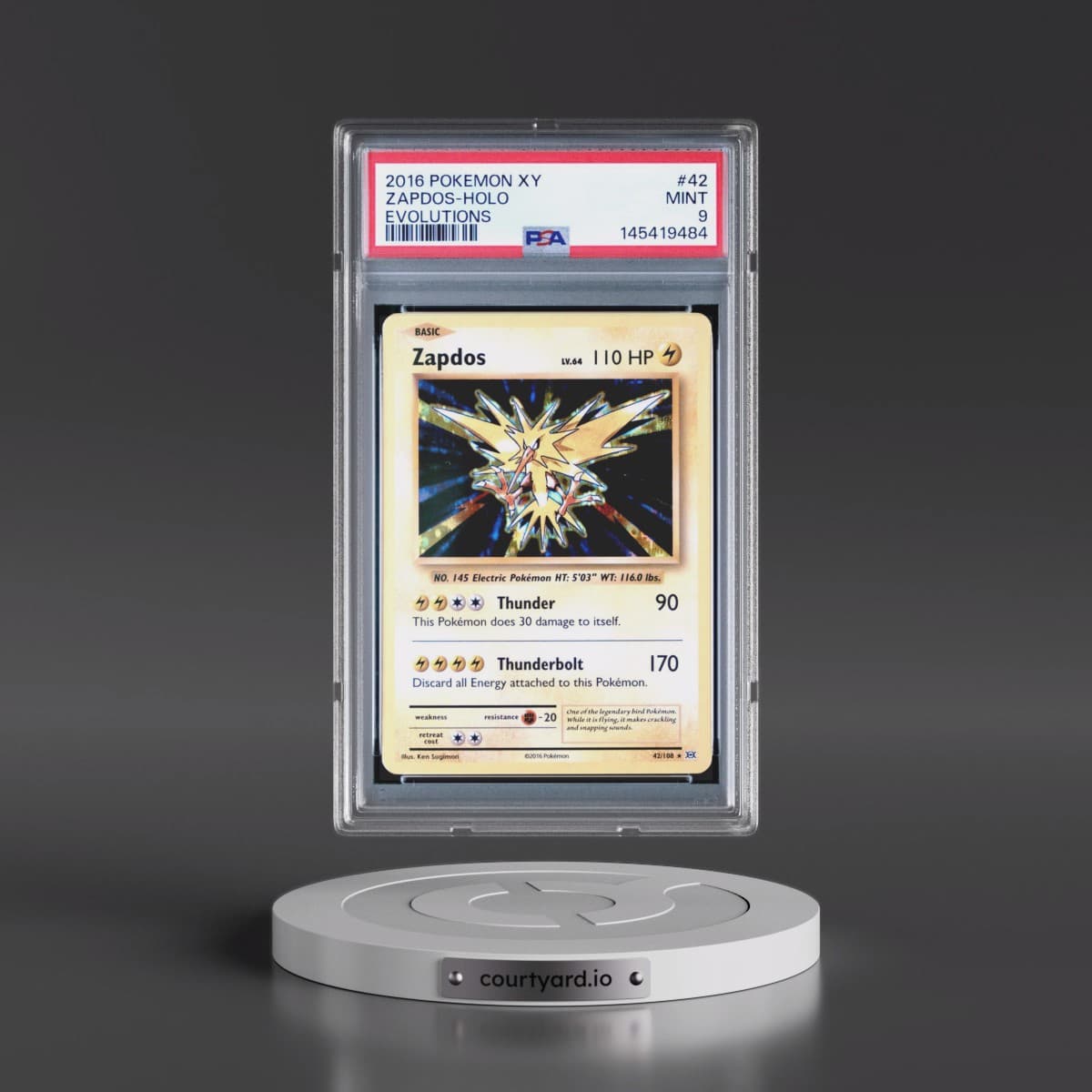 2016 Pokémon XY Evolutions #42 Zapdos - Holo (PSA 9 MINT)
