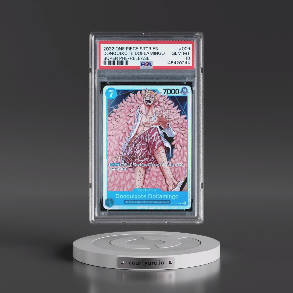 2022 One Piece Starter Deck ST03-the Seven Warlords of the Sea #009 Donquixote Doflamingo - Super Pre-Release (PSA 10 GEM MINT)