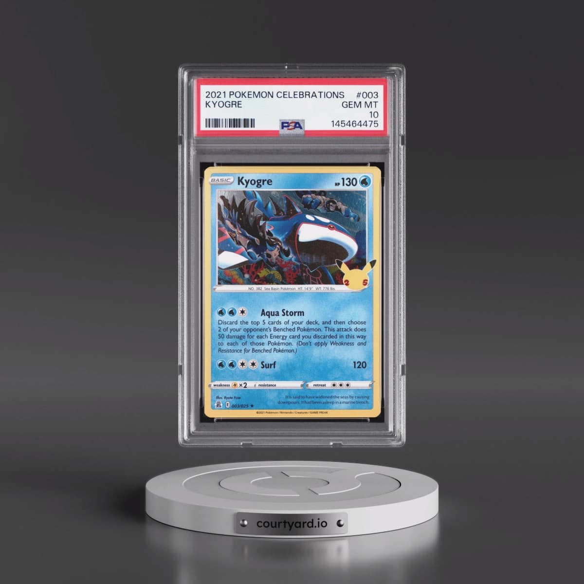 2021 Pokémon Celebrations #003 Kyogre (PSA 10 GEM MINT)