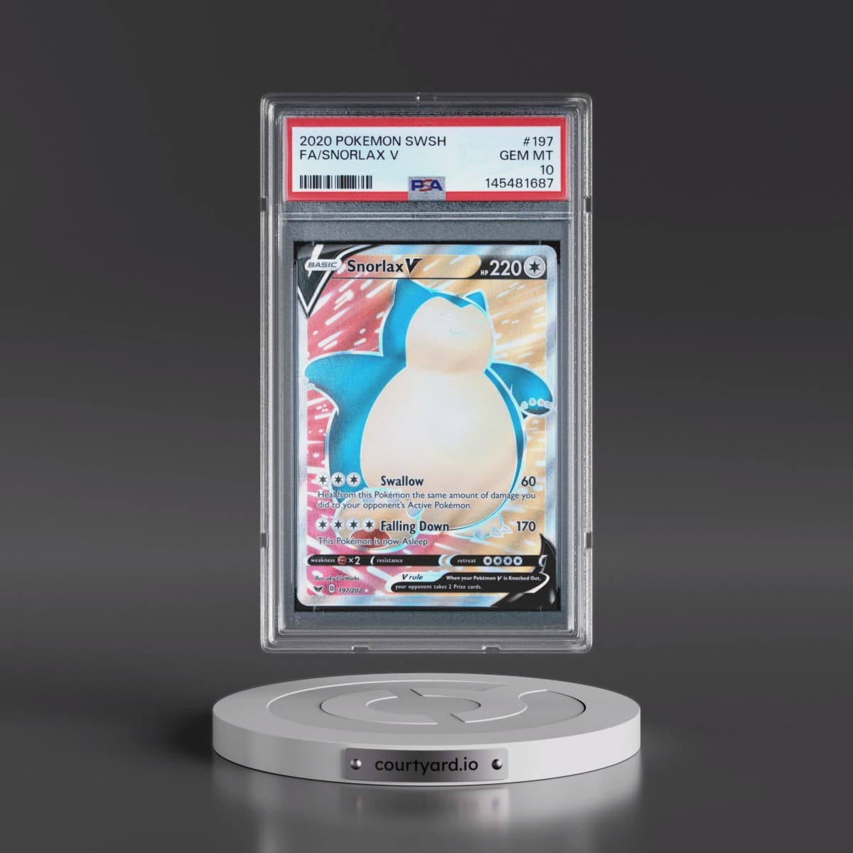 2020 Pokémon Sword & Shield #197 Snorlax V - Holo Full Art (PSA 10 GEM MINT)