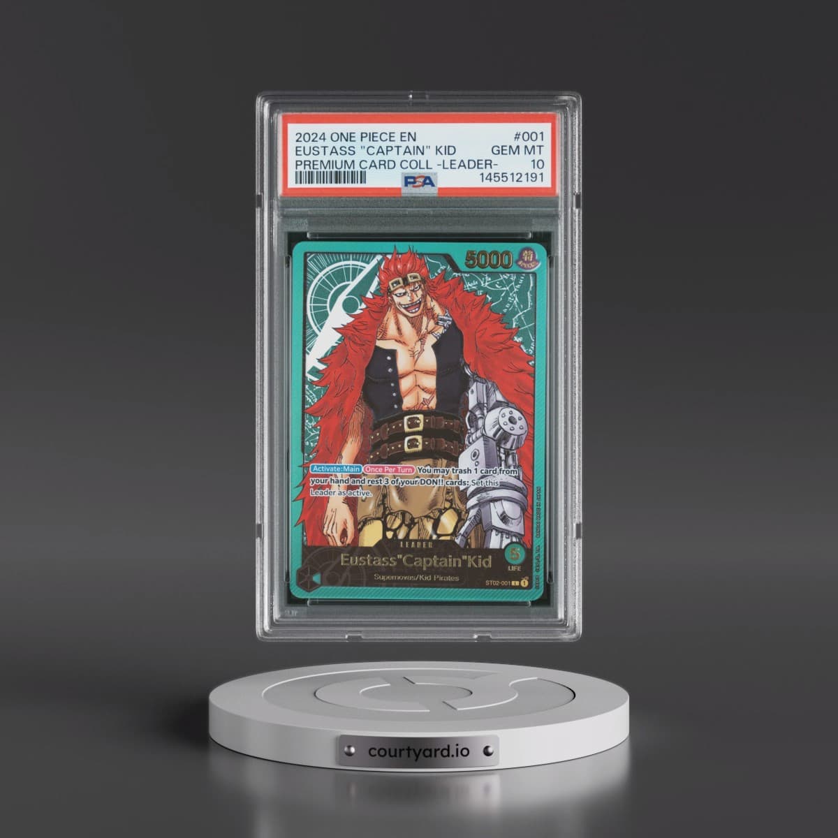 2024 One Piece Premium Card Collection -Leader Collection #001 Eustass "Captain" Kid (PSA 10 GEM MINT)