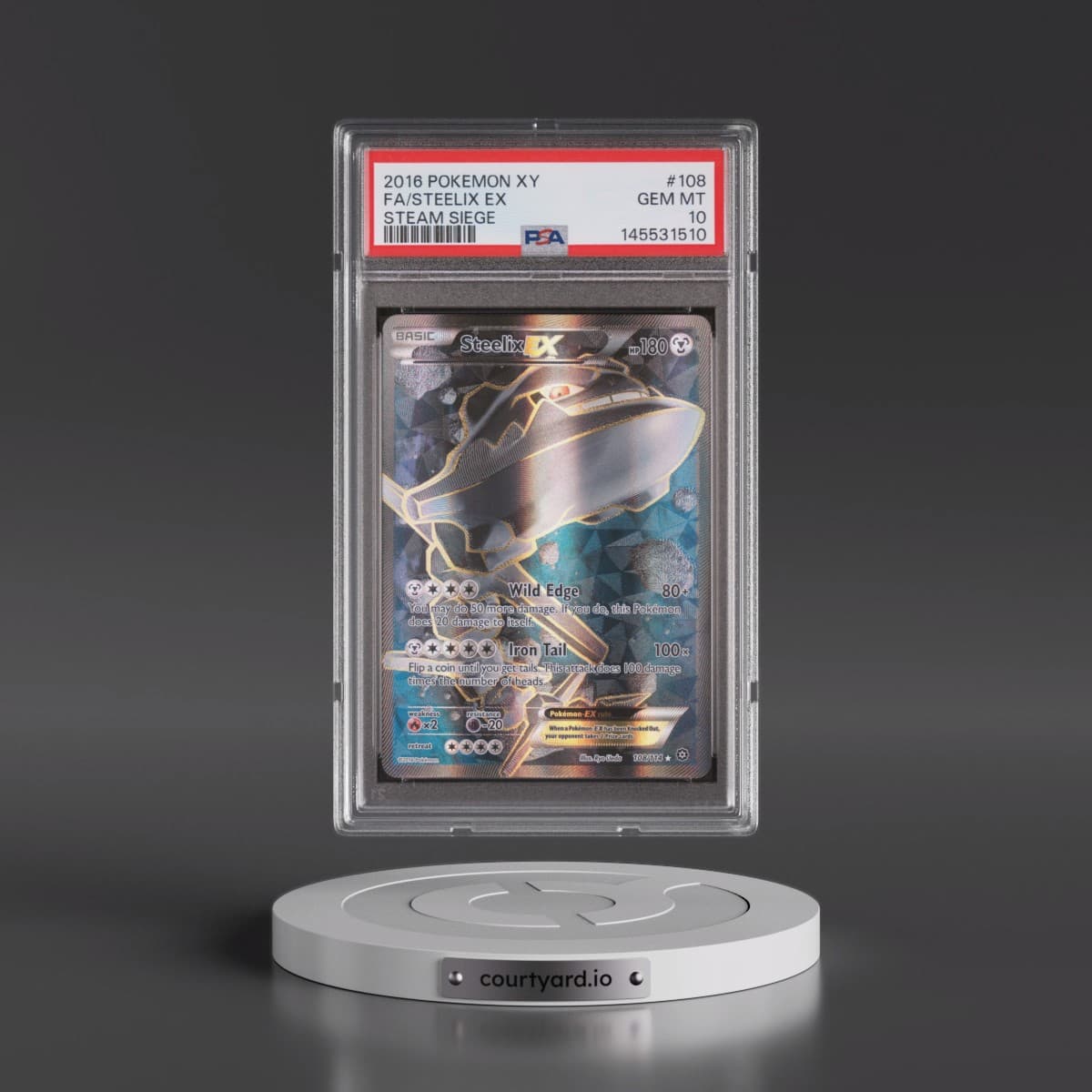 2016 Pokémon XY Steam Siege #108 Steelix EX - Holo Full Art (PSA 10 GEM MINT)