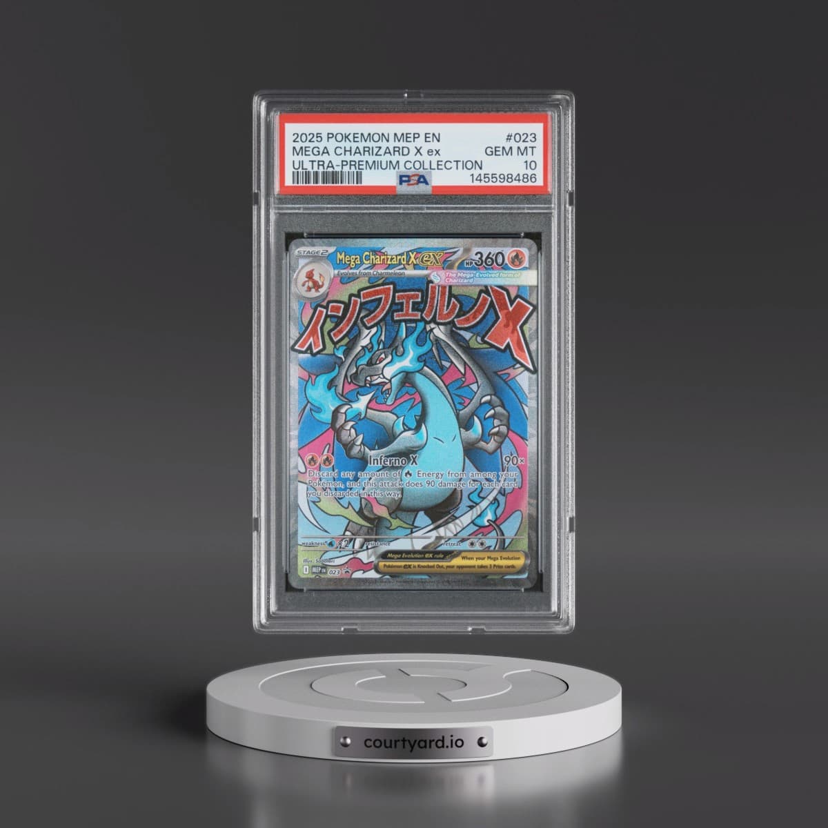 2025 Pokémon Mep EN-Me Black Star Promo #023 Mega Charizard X EX - Holo Mega Charizard X EX Ultra-Premium Collection (PSA 10 GEM MINT)