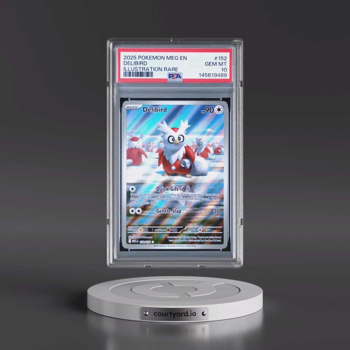 2025 Pokémon Meg EN-Mega Evolution #152 Delibird - Illustration Rare (PSA 10 GEM MINT)