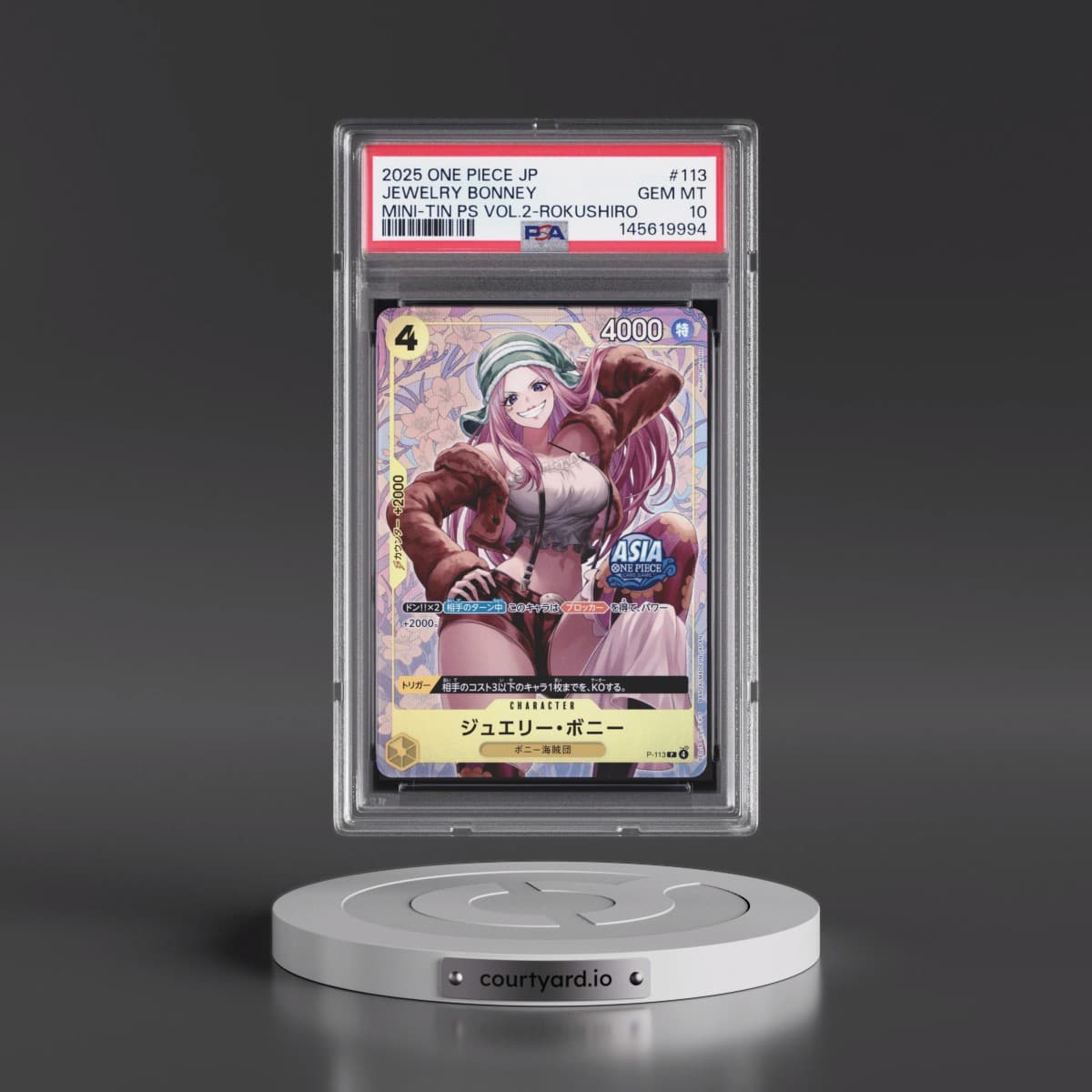 2025 One Piece Japanese Mini-Tin Pack Set Vol.2 #113 Jewelry Bonney - Koushi Rokushiro (PSA 10 GEM MINT)