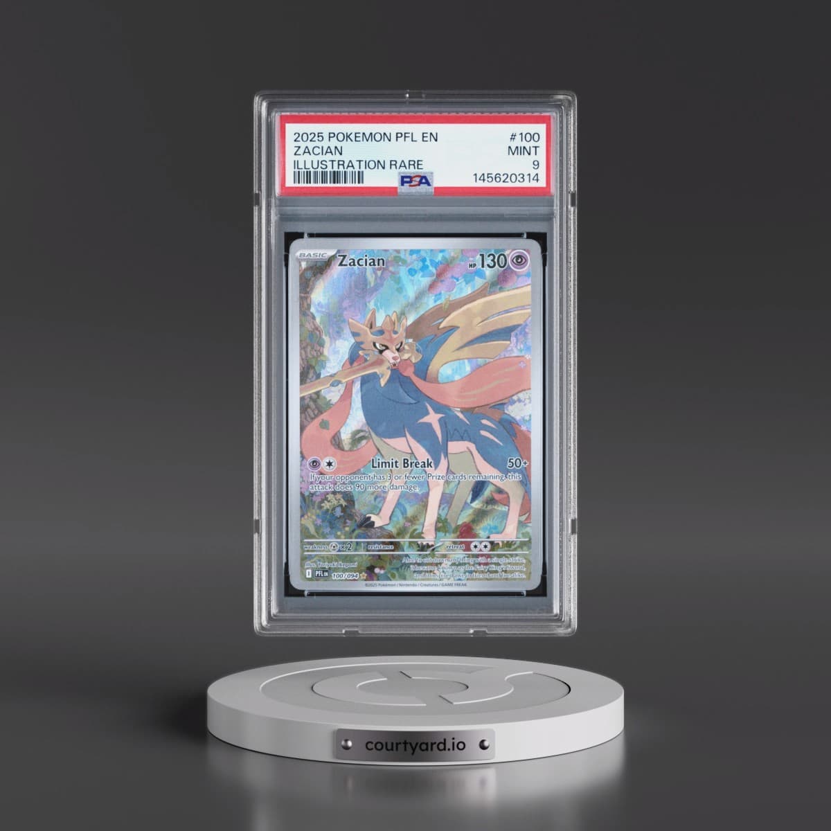 2025 Pokémon Pfl EN-Phantasmal Flames #100 Zacian - Illustration Rare (PSA 9 MINT)