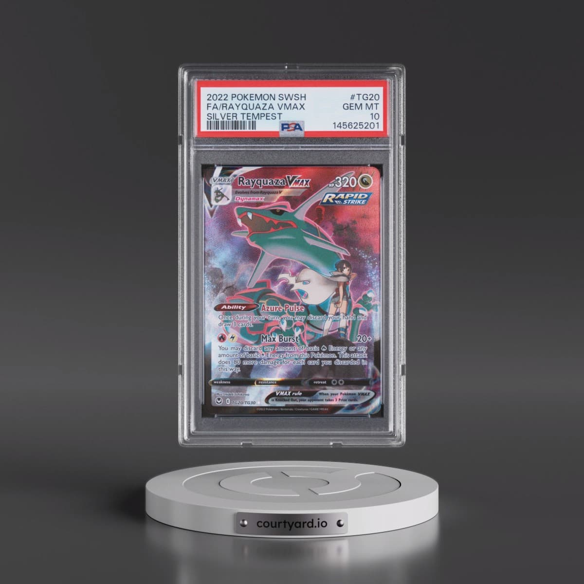 2022 Pokémon Sword & Shield Silver Tempest #TG20 Rayquaza Vmax - Full Art (PSA 10 GEM MINT)