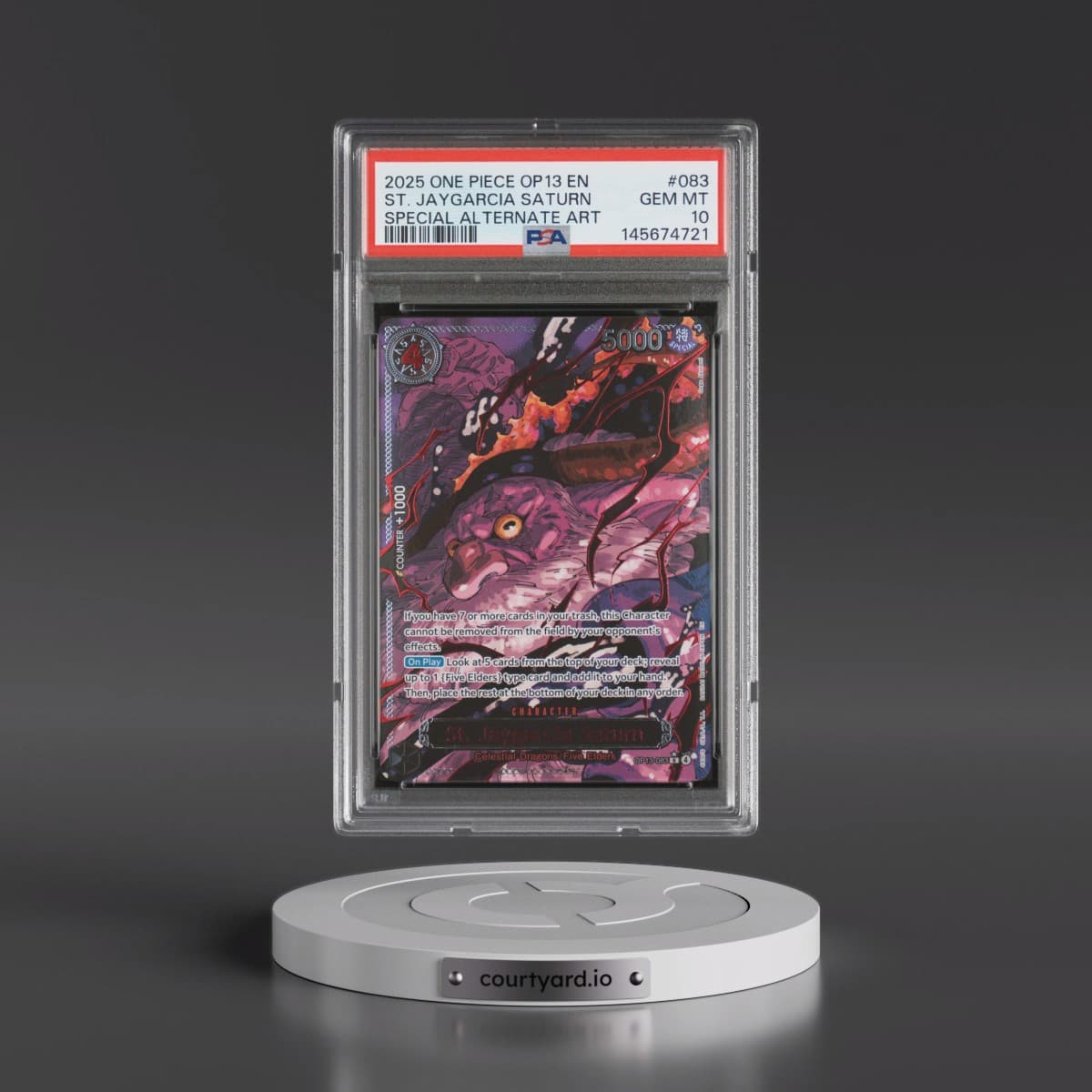 2025 One Piece OP13-Carrying on His Will #083 St. Jaygarcia Saturn - Special Alternate Art (PSA 10 GEM MINT)