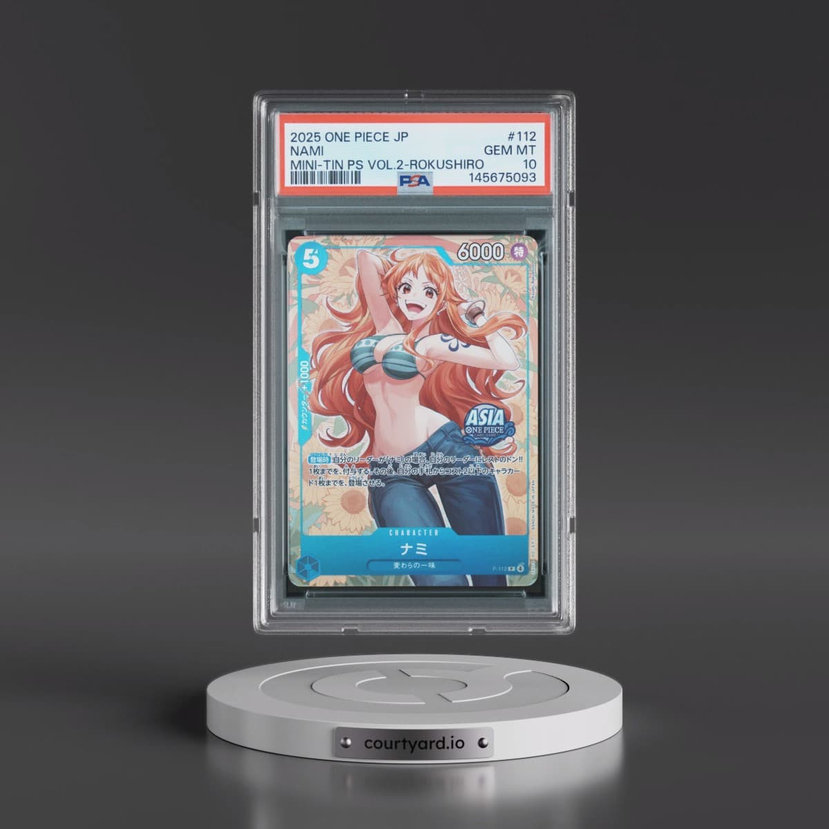 2025 One Piece Japanese Mini-Tin Pack Set Vol.2 #112 Nami - Koushi Rokushiro (PSA 10 GEM MINT)