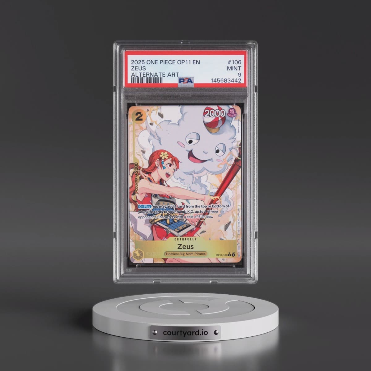 2025 One Piece OP11-A Fist of Divine Speed #106 Zeus - Alternate Art (PSA 9 MINT)