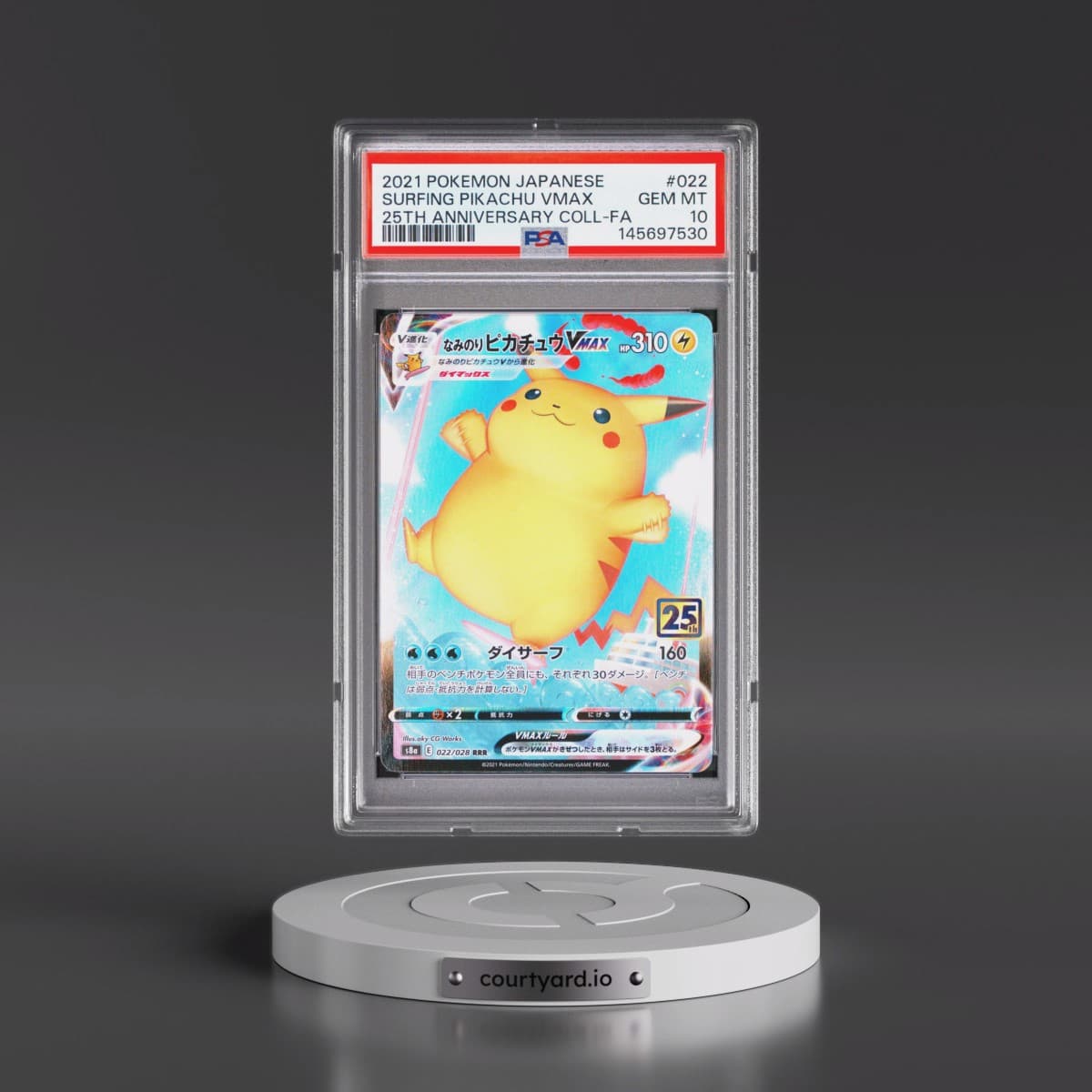 2021 Pokémon 25th Anniversary Collection #022 Surfing Pikachu Vmax - Full Art (PSA 10 GEM MINT)