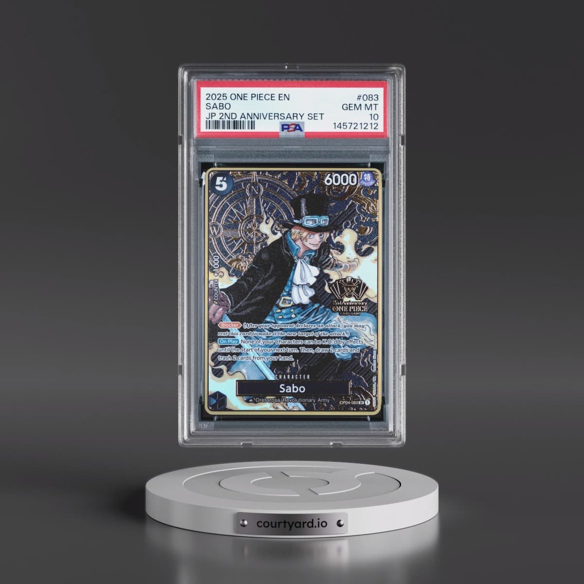 2025 One Piece Japanese 2nd Anniversary Set #083 Sabo (PSA 10 GEM MINT)