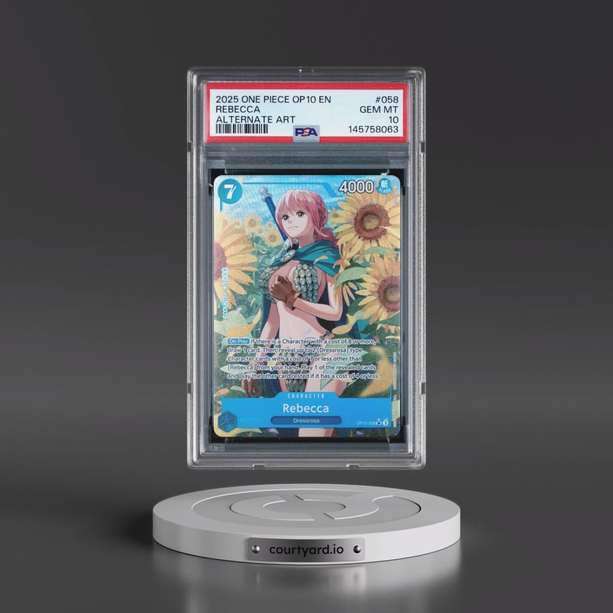 2025 One Piece OP10-Royal Blood #058 Rebecca - Alternate Art (PSA 10 GEM MINT)