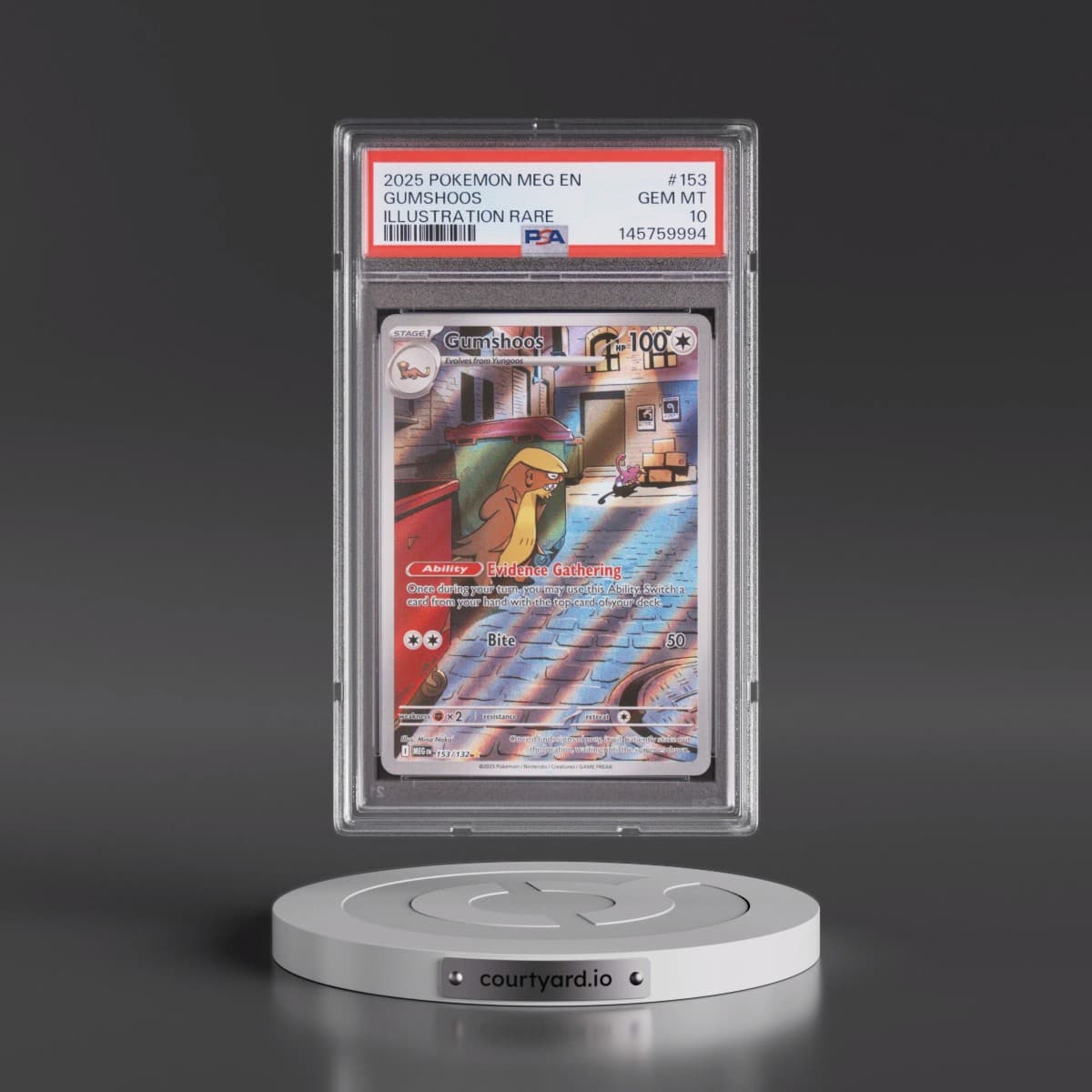 2025 Pokémon Meg EN-Mega Evolution #153 Gumshoos - Illustration Rare (PSA 10 GEM MINT)