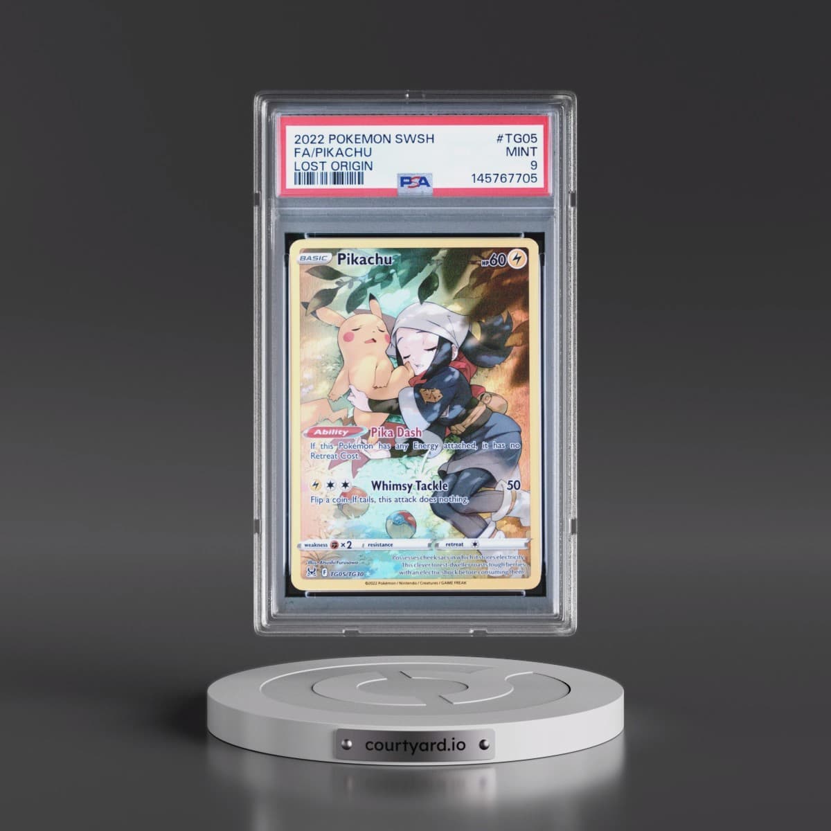 2022 Pokémon Sword & Shield Lost Origin #TG05 Pikachu - Full Art (PSA 9 MINT)