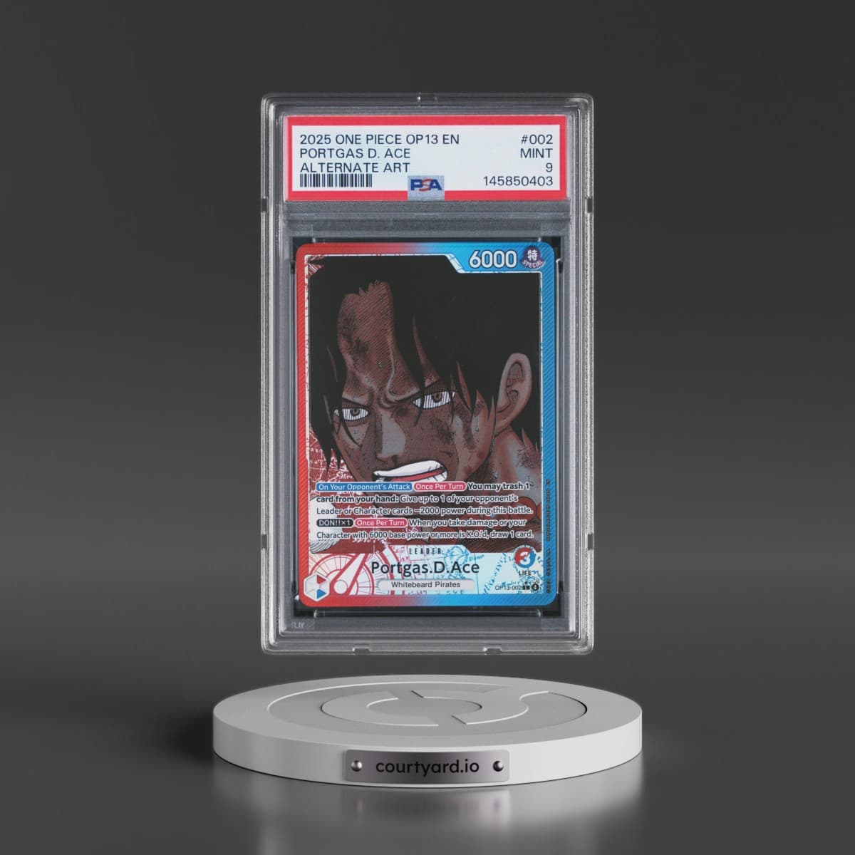 2025 One Piece OP13-Carrying on His Will #002 Portgas D. Ace - Alternate Art (PSA 9 MINT)