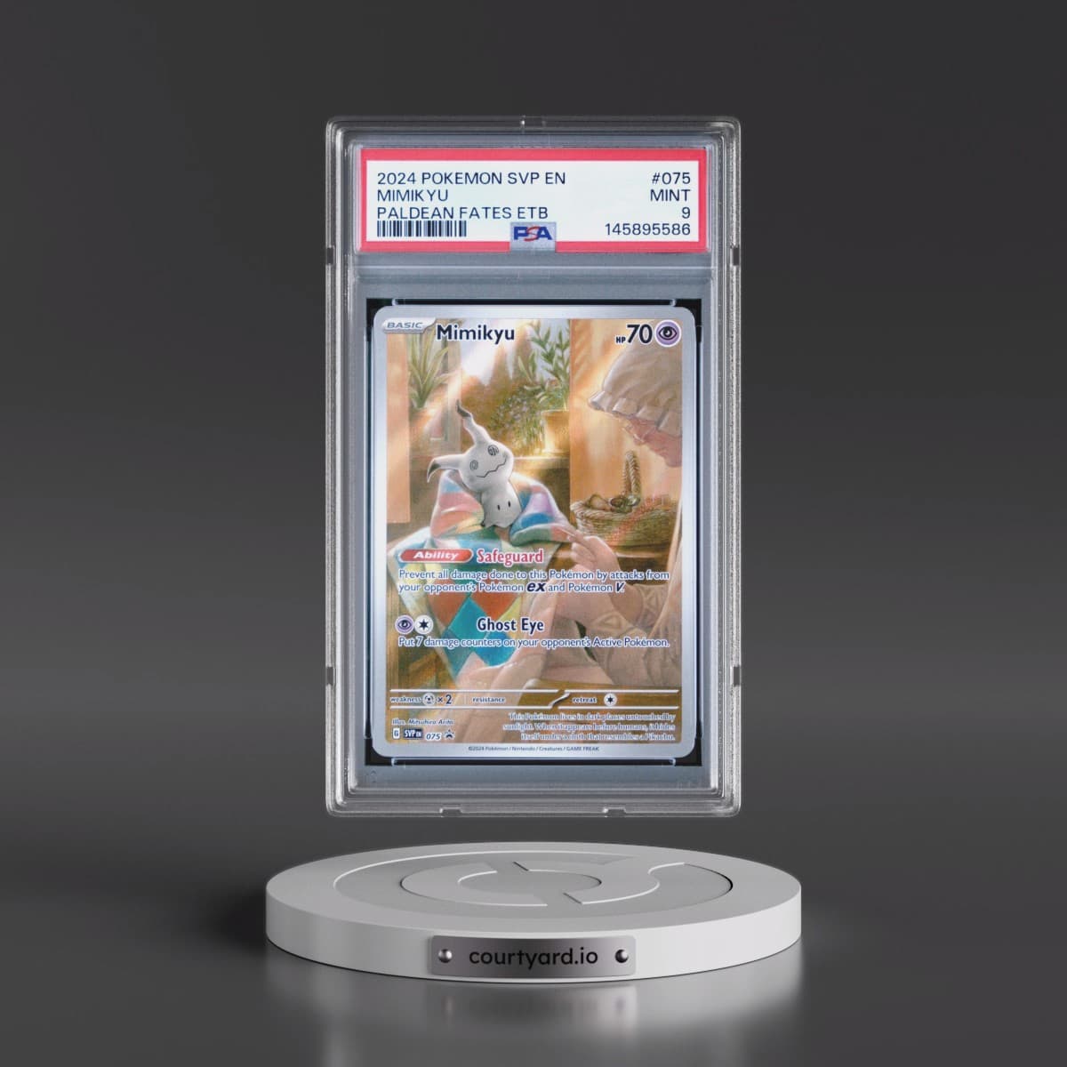 2024 Pokémon Svp EN-SV Black Star Promo #075 Mimikyu - Paldean Fates Elite Trainer Box (PSA 9 MINT)