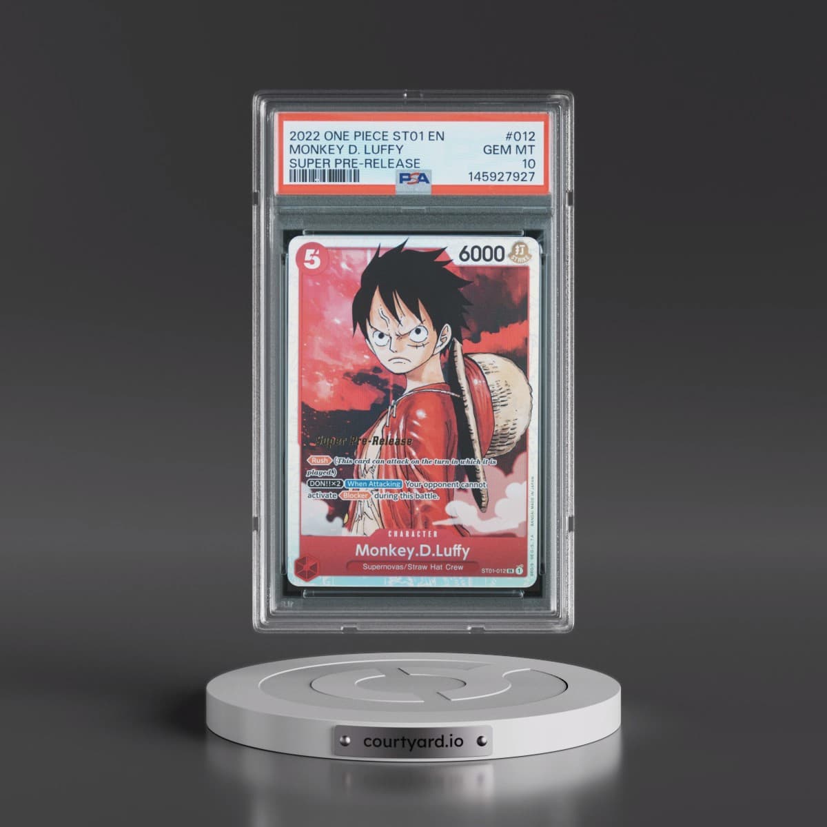 2022 One Piece Starter Deck ST01-Straw Hat Crew #012 Monkey D. Luffy - Super Pre-Release (PSA 10 GEM MINT)