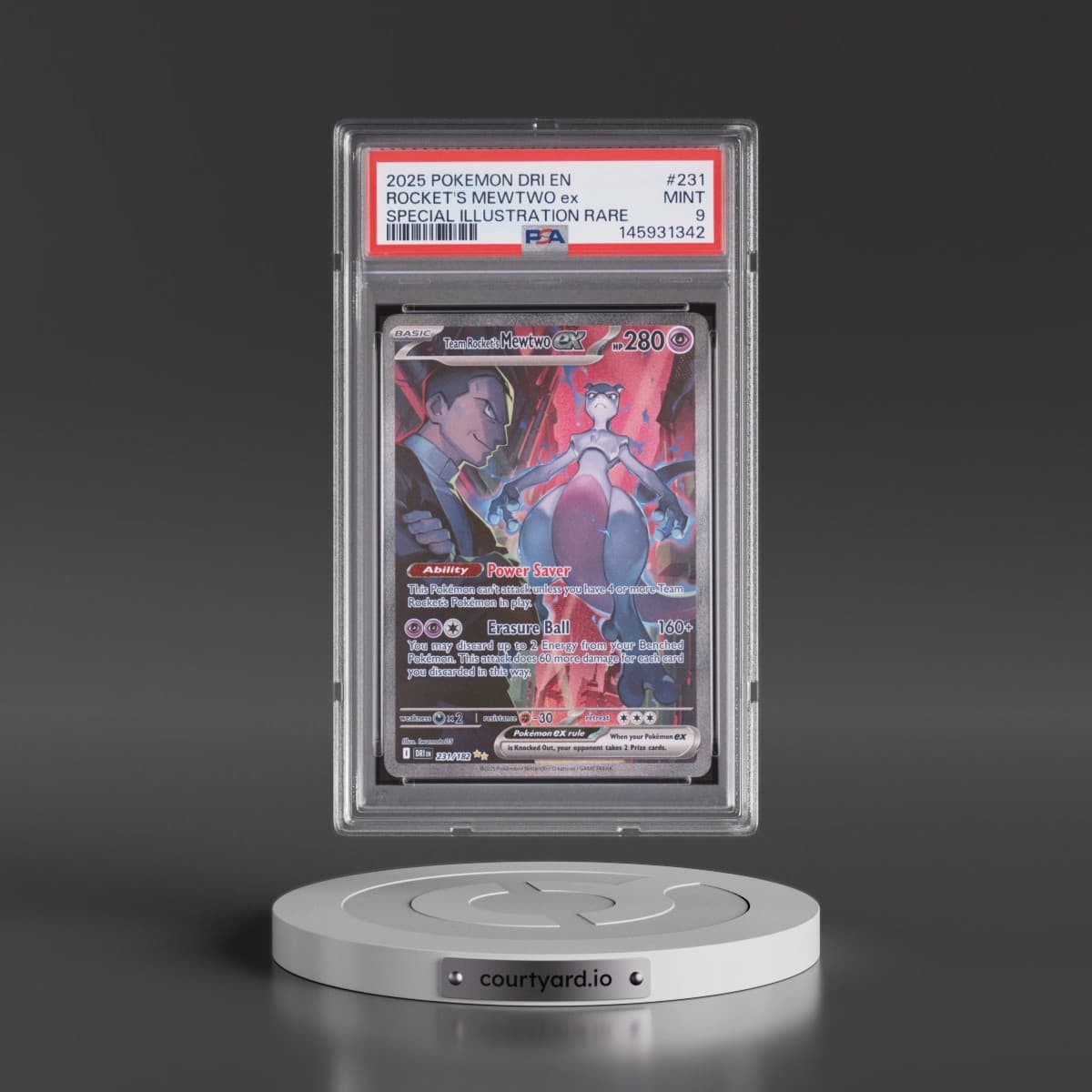 2025 Pokémon Dri EN-Destined Rivals #231 Team Rocket's Mewtwo EX - Holo Special Illustration Rare (PSA 9 MINT)