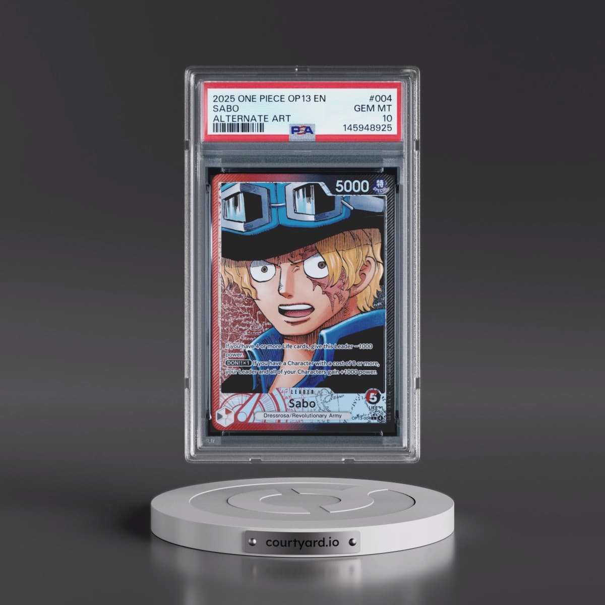 2025 One Piece OP13-Carrying on His Will #004 Sabo - Alternate Art (PSA 10 GEM MINT)