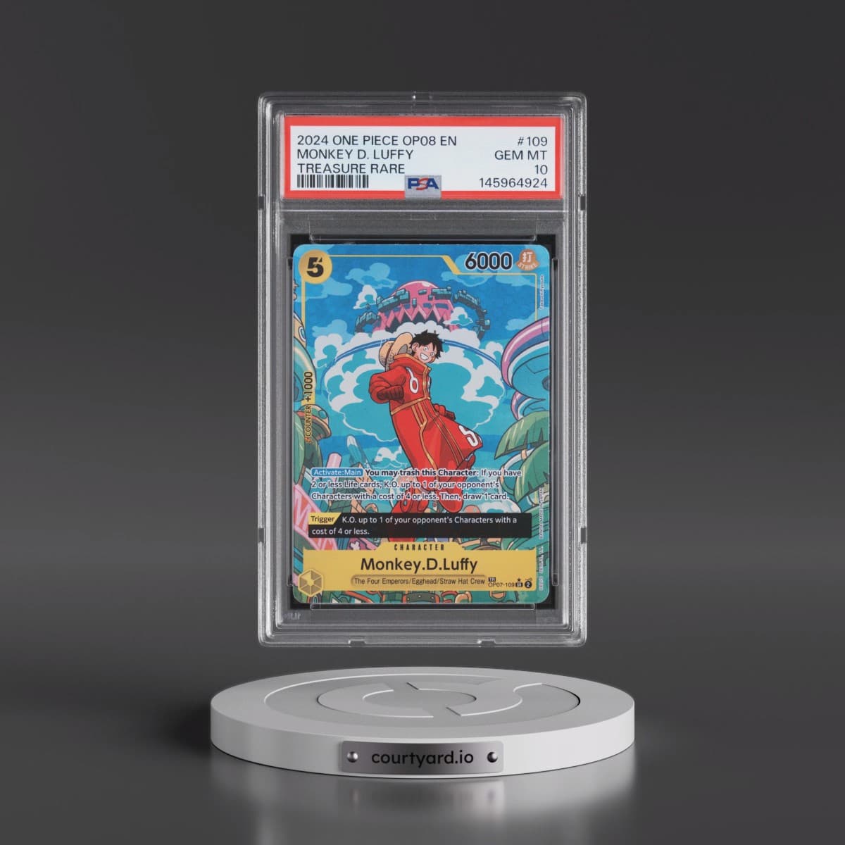 2024 One Piece OP08-Two Legends #109 Monkey D. Luffy - Treasure Rare (PSA 10 GEM MINT)