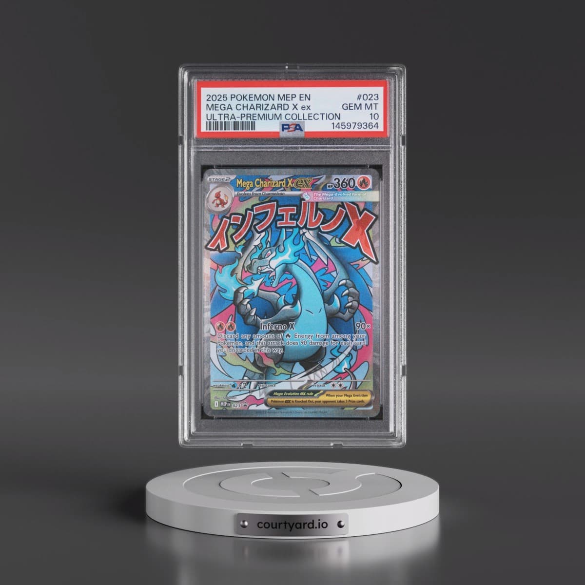 2025 Pokémon Mep EN-Me Black Star Promo #023 Mega Charizard X EX - Holo Mega Charizard X EX Ultra-Premium Collection (PSA 10 GEM MINT)