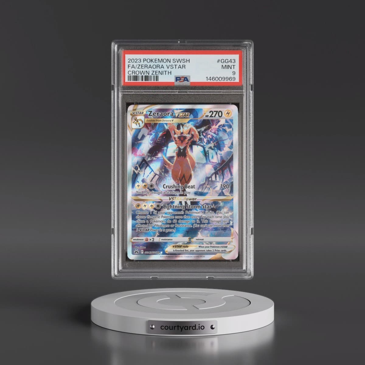 2023 Pokémon Sword and Shield Crown Zenith #GG43 Zeraora Vstar - Full Art (PSA 9 MINT)