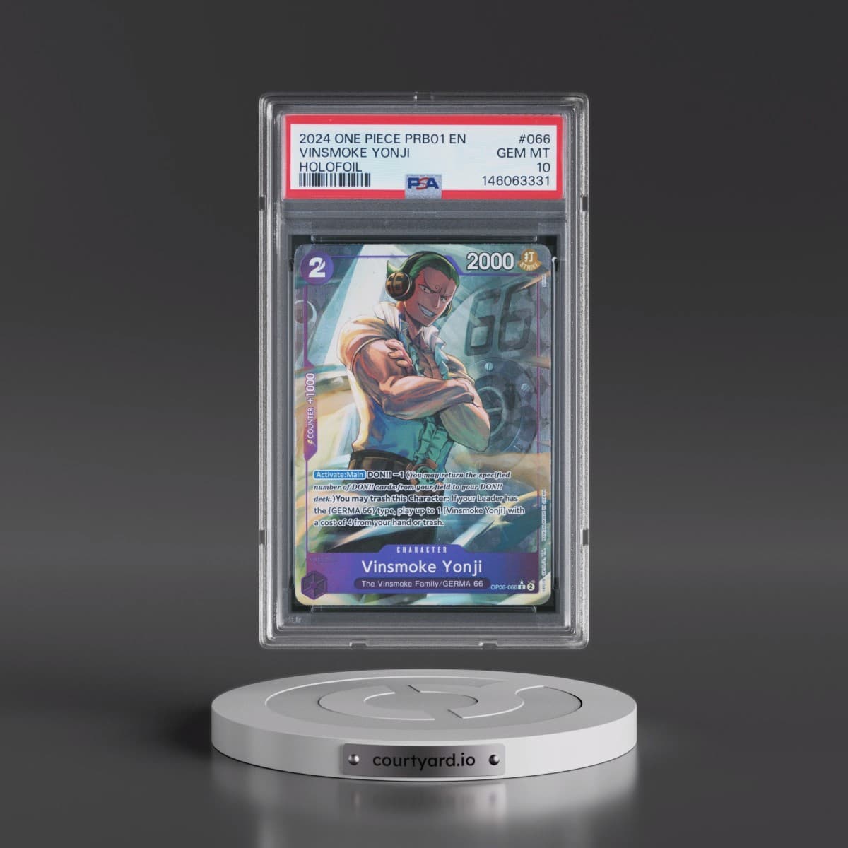 2024 One Piece PRB01-Premium Booster -One Piece Card the Best #066 Vinsmoke Yonji - Holofoil (PSA 10 GEM MINT)