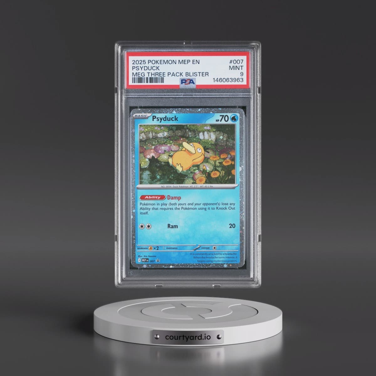 2025 Pokémon Mep EN-Me Black Star Promo #007 Psyduck - Mega Evolution Three Pack Blister (PSA 9 MINT)