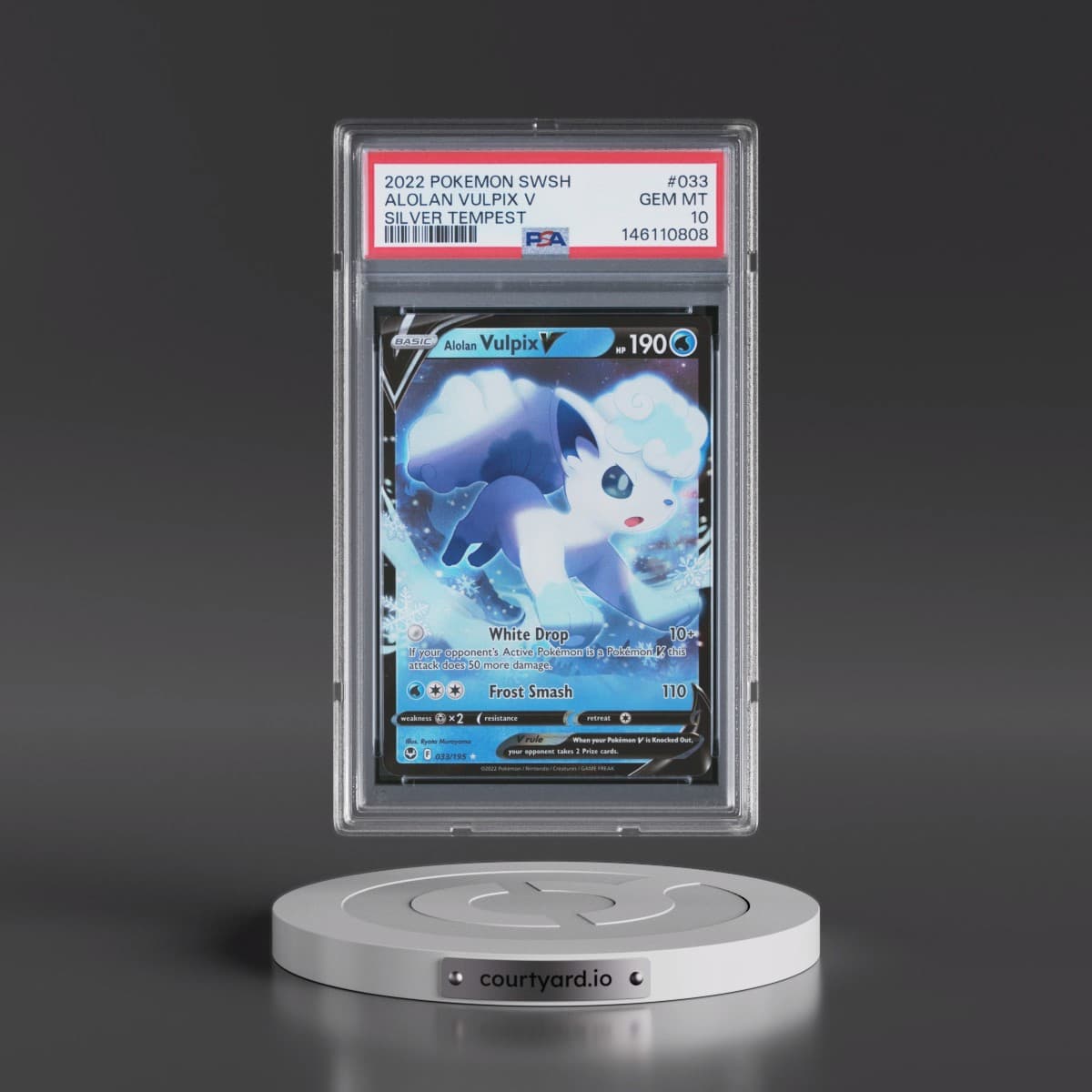 2022 Pokémon Sword & Shield Silver Tempest #033 Alolan Vulpix V - Holo (PSA 10 GEM MINT)