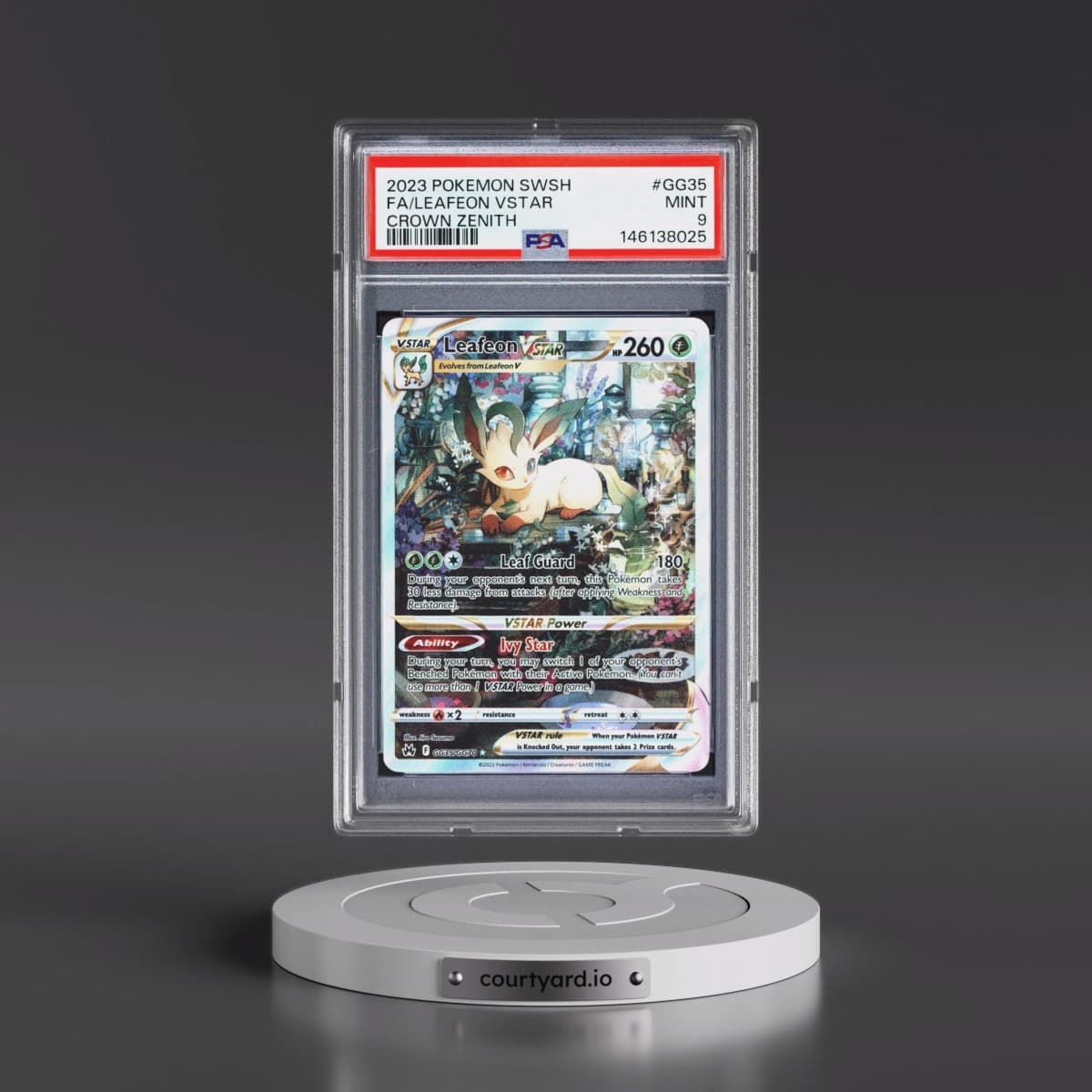 2023 Pokémon Sword and Shield Crown Zenith #GG35 Leafeon Vstar - Full Art (PSA 9 MINT)