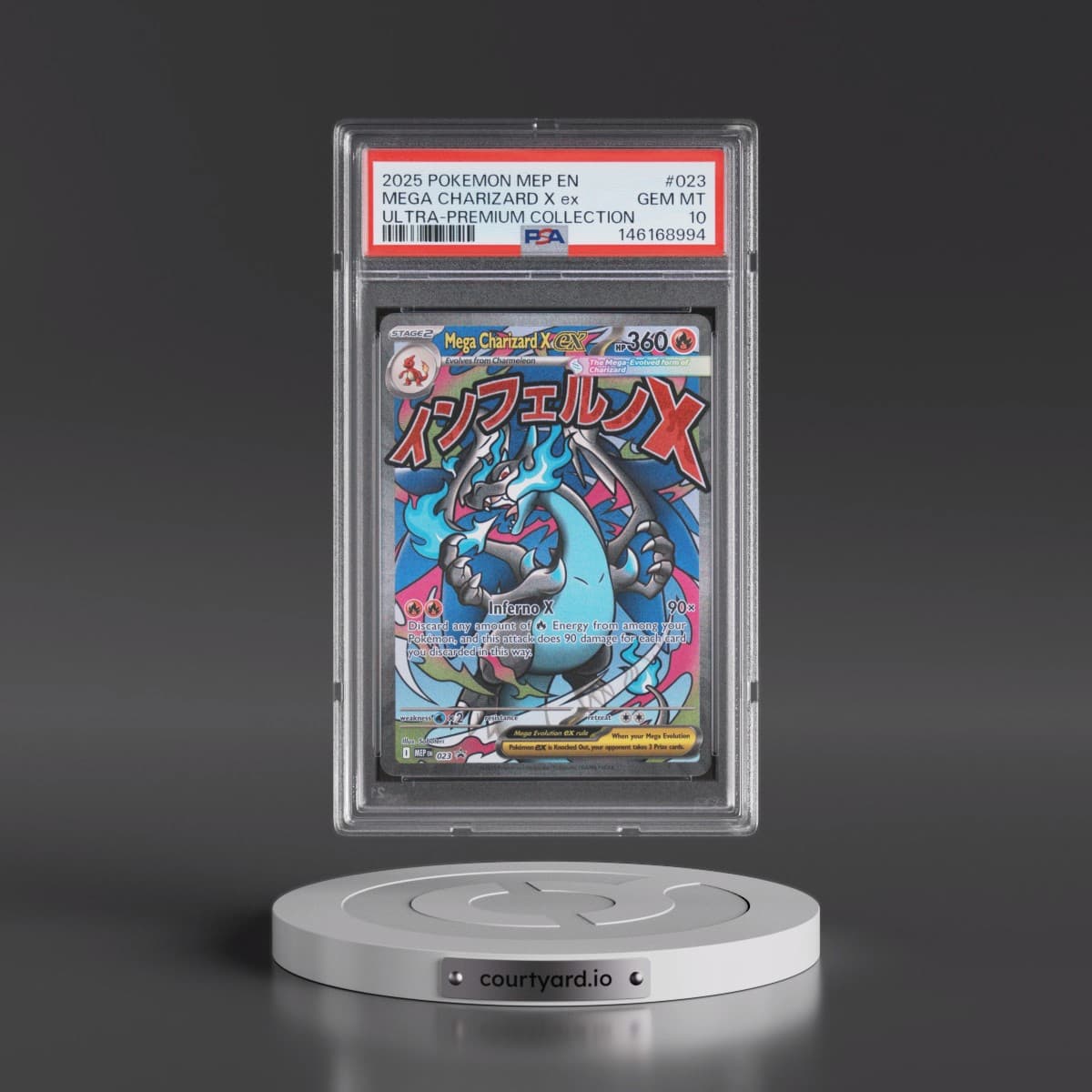 2025 Pokémon Mep EN-Me Black Star Promo #023 Mega Charizard X EX - Holo Mega Charizard X EX Ultra-Premium Collection (PSA 10 GEM MINT)