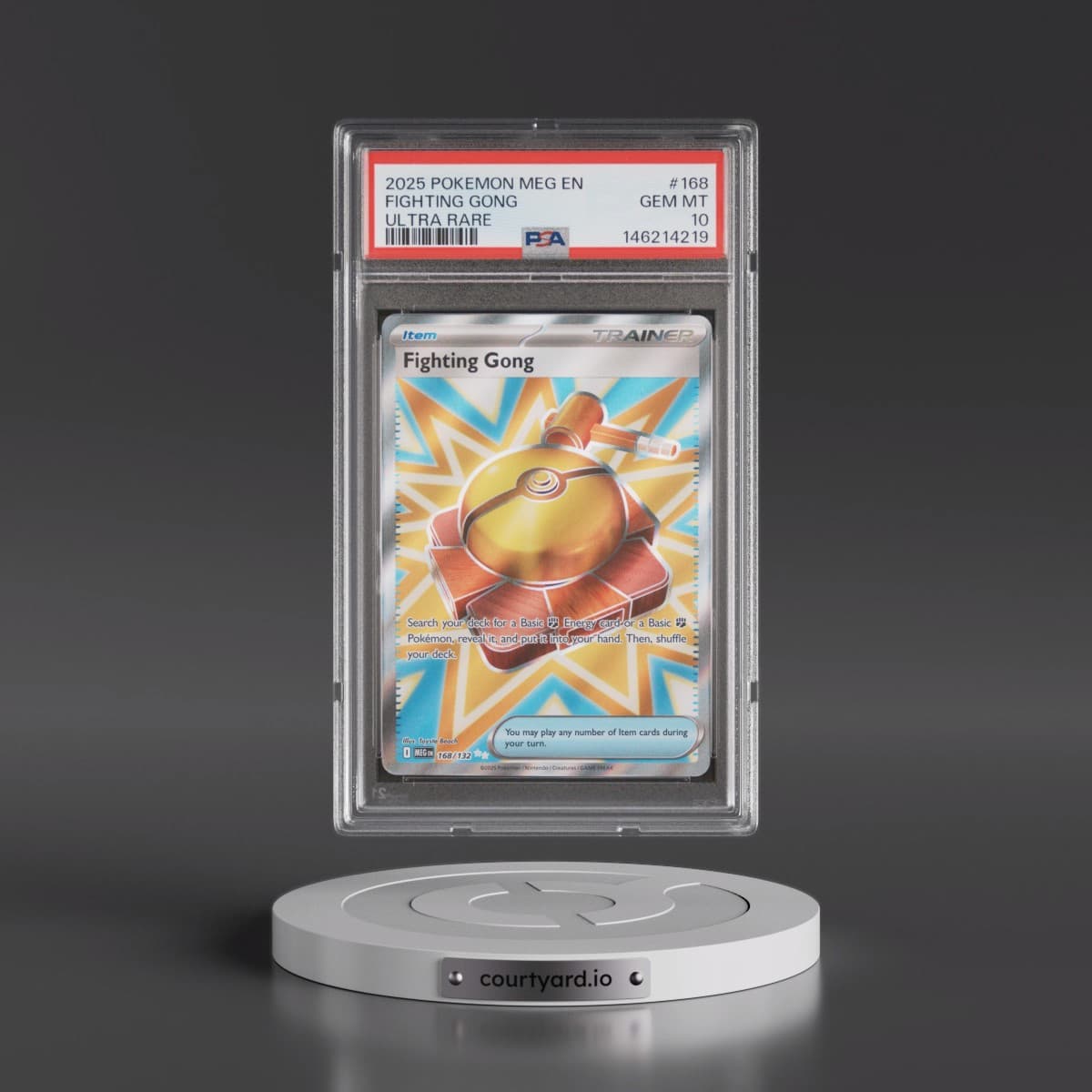 2025 Pokémon Meg EN-Mega Evolution #168 Fighting Gong - Ultra Rare (PSA 10 GEM MINT)