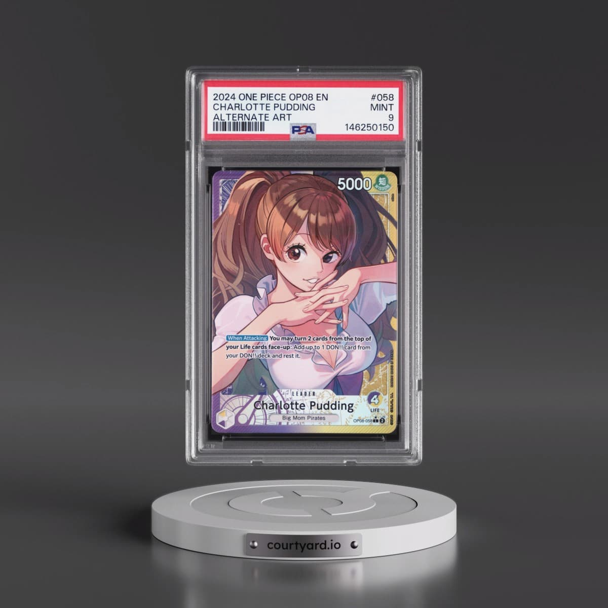 2024 One Piece OP08-Two Legends #058 Charlotte Pudding - Alternate Art (PSA 9 MINT)