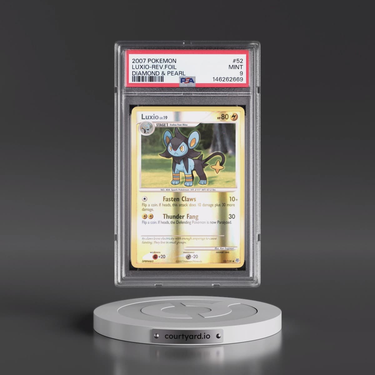 2007 Pokémon Diamond & Pearl #52 Luxio - Reverse Foil (PSA 9 MINT)
