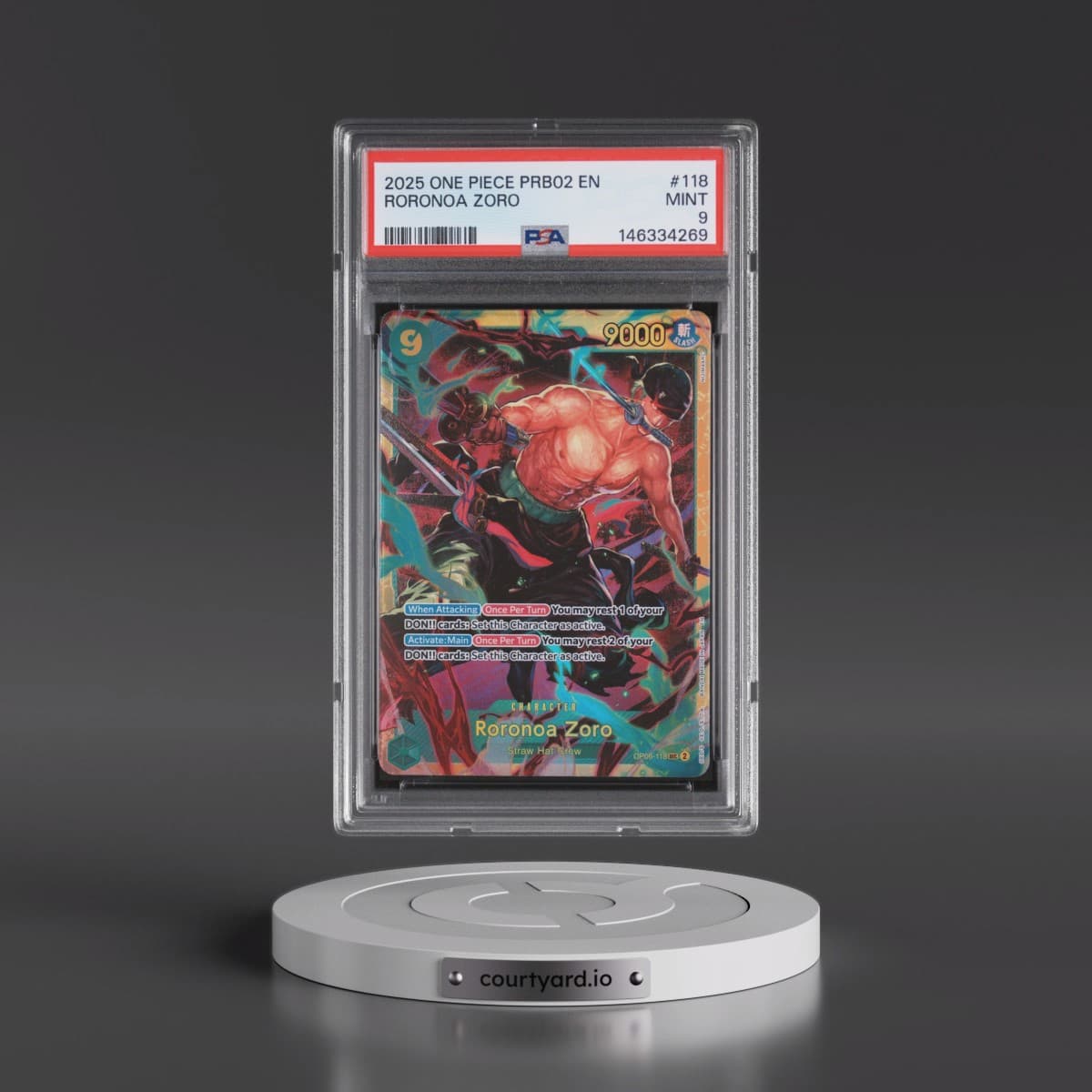 2025 One Piece PRB02-Premium Booster -One Piece Card the Best- Vol.2 #118 Roronoa Zoro (PSA 9 MINT)