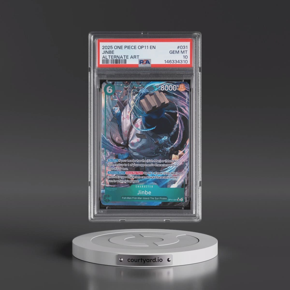 2025 One Piece OP11-A Fist of Divine Speed #031 Jinbe - Alternate Art (PSA 10 GEM MINT)