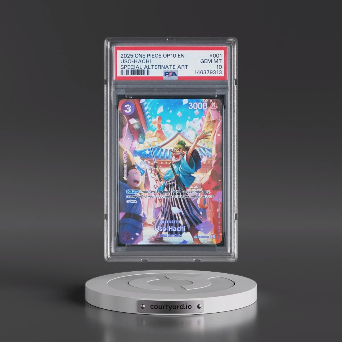 2025 One Piece OP10-Royal Blood #001 Uso-Hachi - Special Alternate Art (PSA 10 GEM MINT)