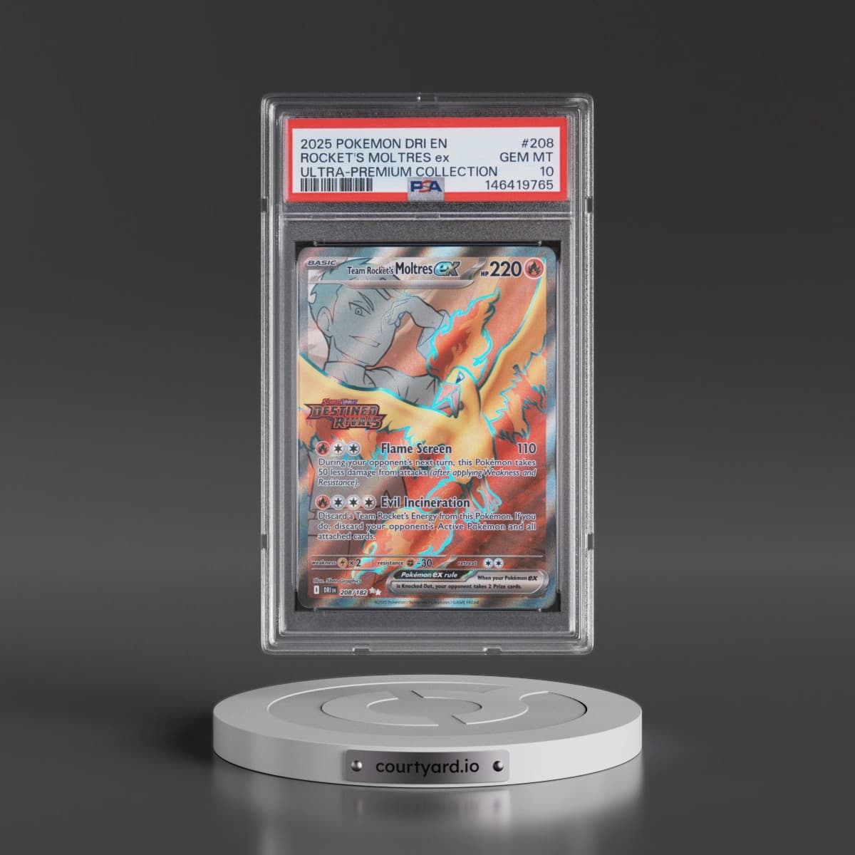 2025 Pokémon Dri EN-Destined Rivals #208 Team Rocket's Moltres EX - Holo Team Rocket's Moltres EX Ultra-Premium Collection (PSA 10 GEM MINT)