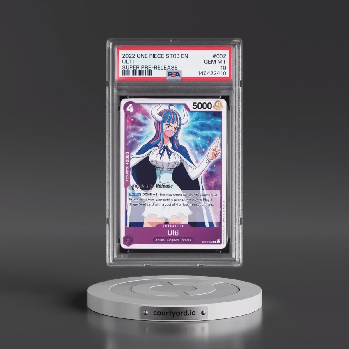 2022 One Piece Starter Deck ST04-Animal Kingdom Pirates #002 Ulti - Super Pre-Release (PSA 10 GEM MINT)